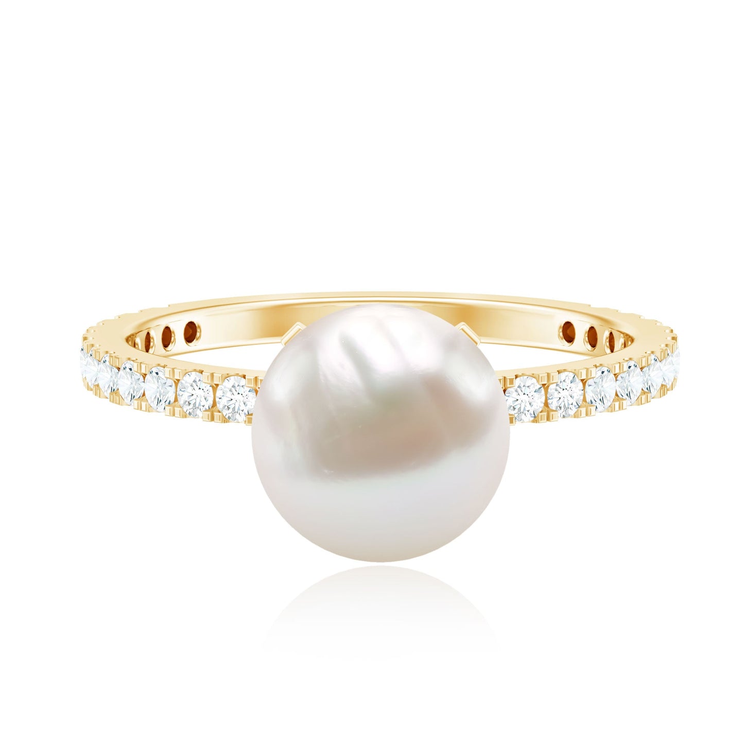 7.4 Carat Freshwater Pearl Solitaire Engagement Ring with Diamond