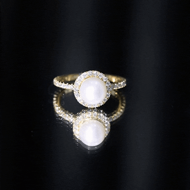Cultured 7.4 Carat Freshwater Pearl Diamond Engagement Ring with Halo