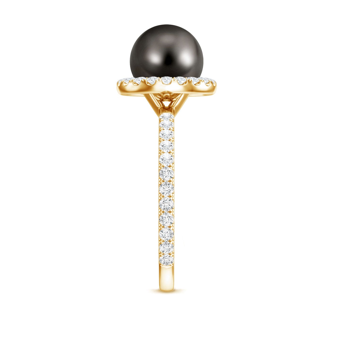 Halo Engagement Ring with Tahitian Pearl and Diamond