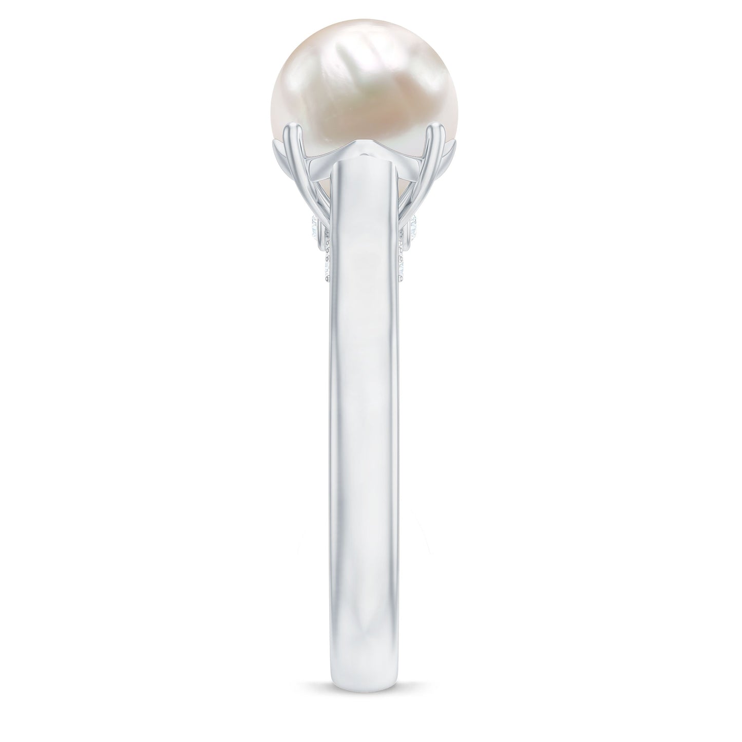 Freshwater Pearl Solitaire with Diamond Ring