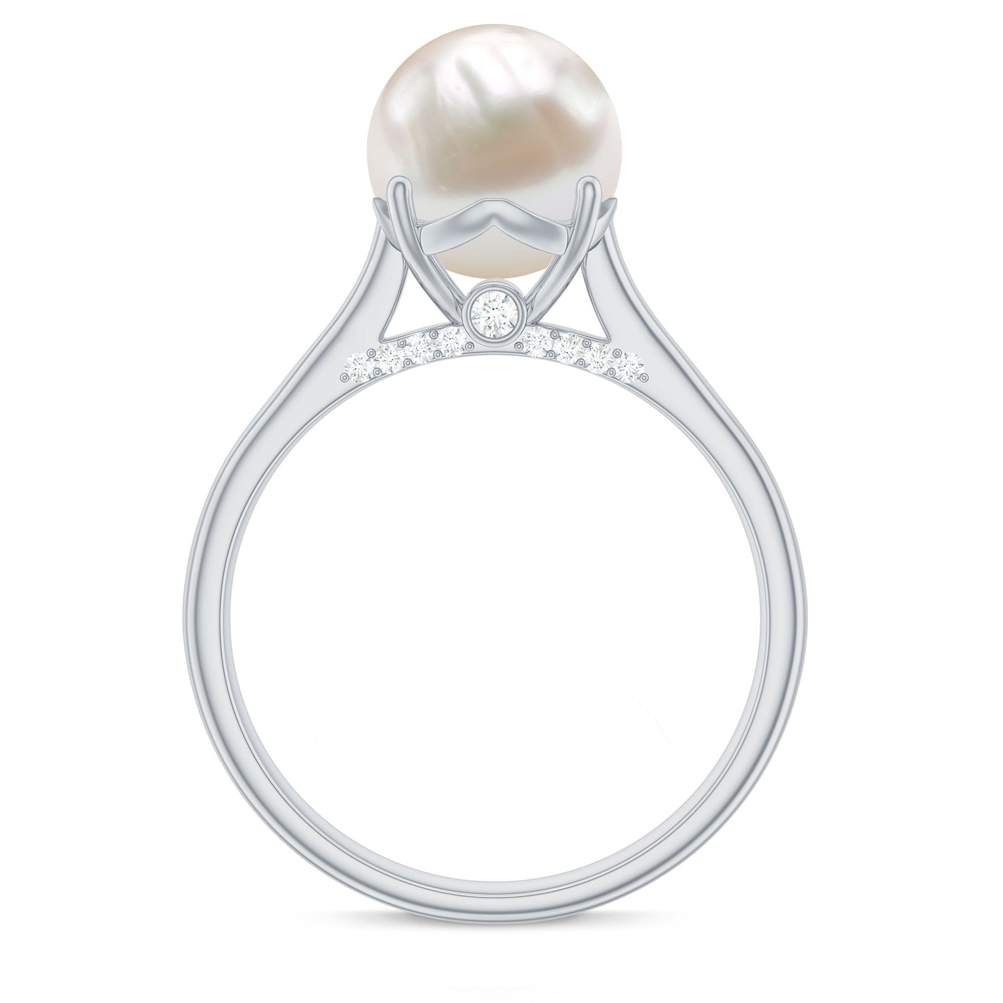 Freshwater Pearl Solitaire with Diamond Ring