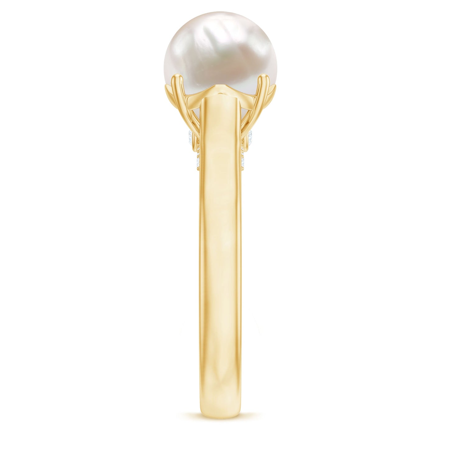 Freshwater Pearl Solitaire with Diamond Ring