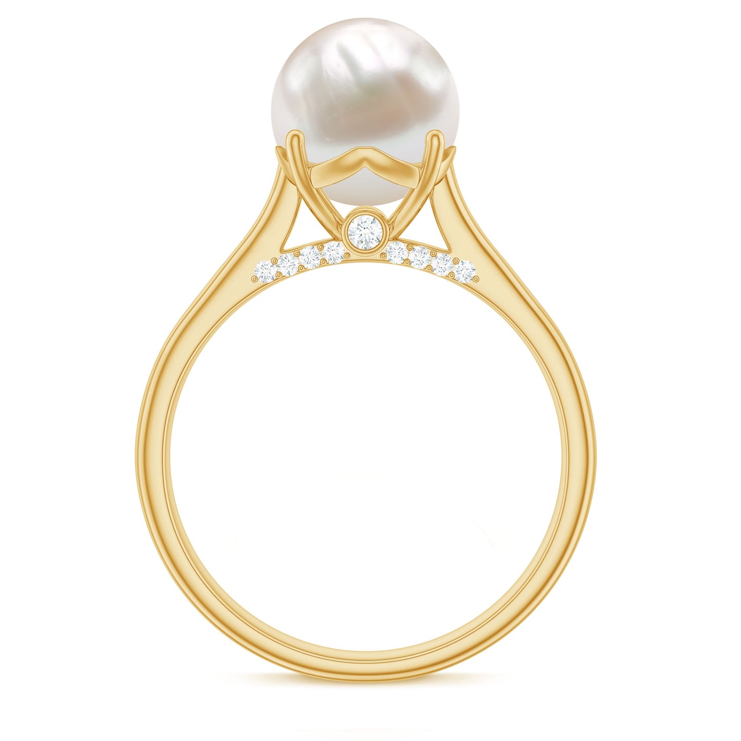 Freshwater Pearl Solitaire with Diamond Ring