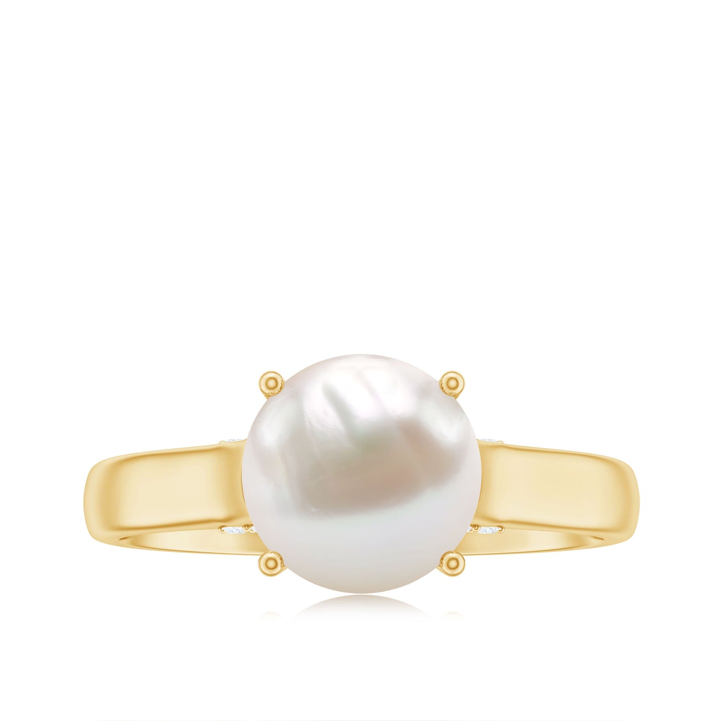 Freshwater Pearl Solitaire with Diamond Ring