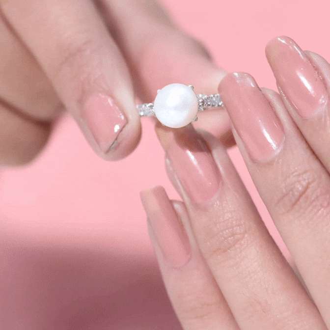 Cultured 7.4 Carat Freshwater Pearl Engagement Ring with Diamond