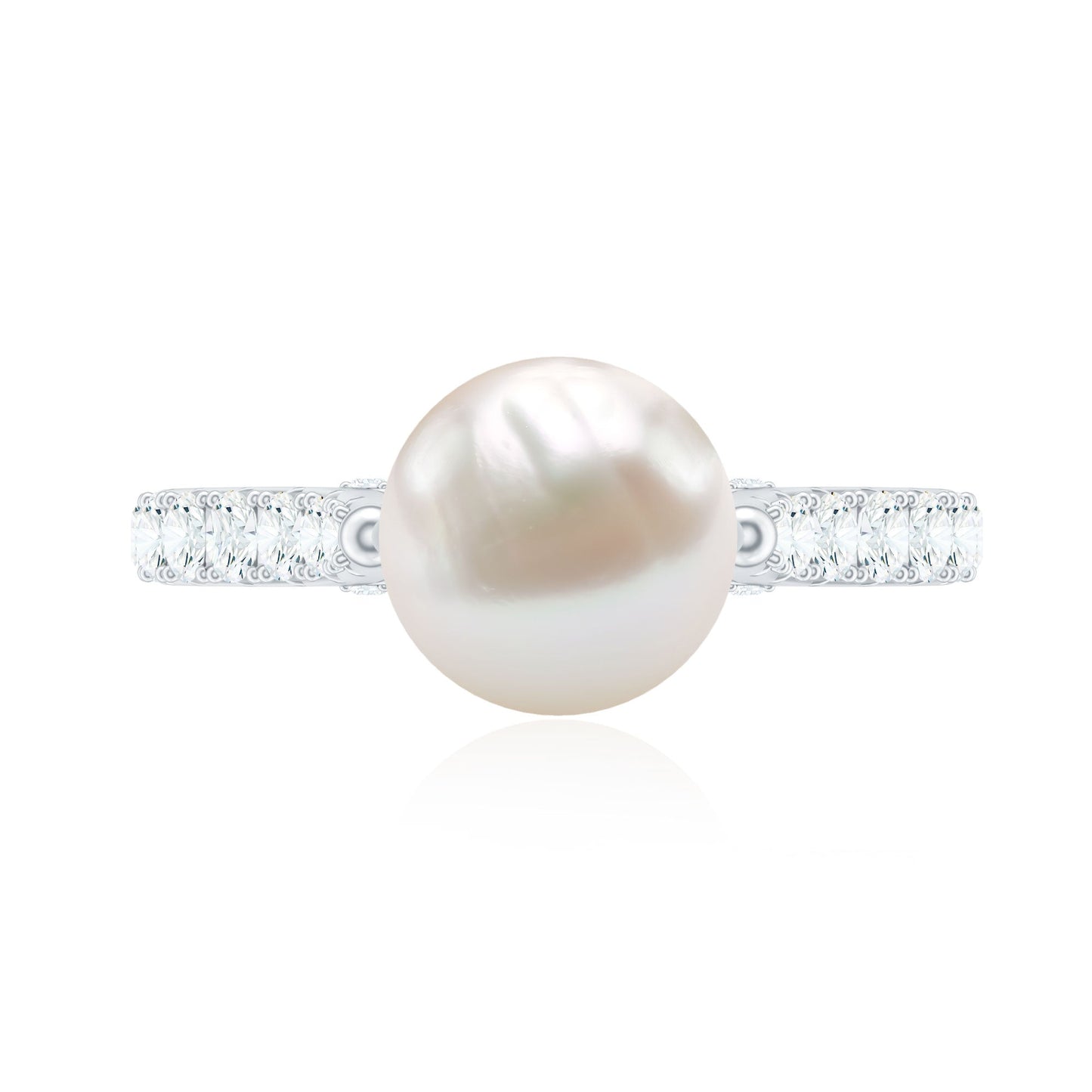 Cultured 7.4 Carat Freshwater Pearl Engagement Ring with Diamond