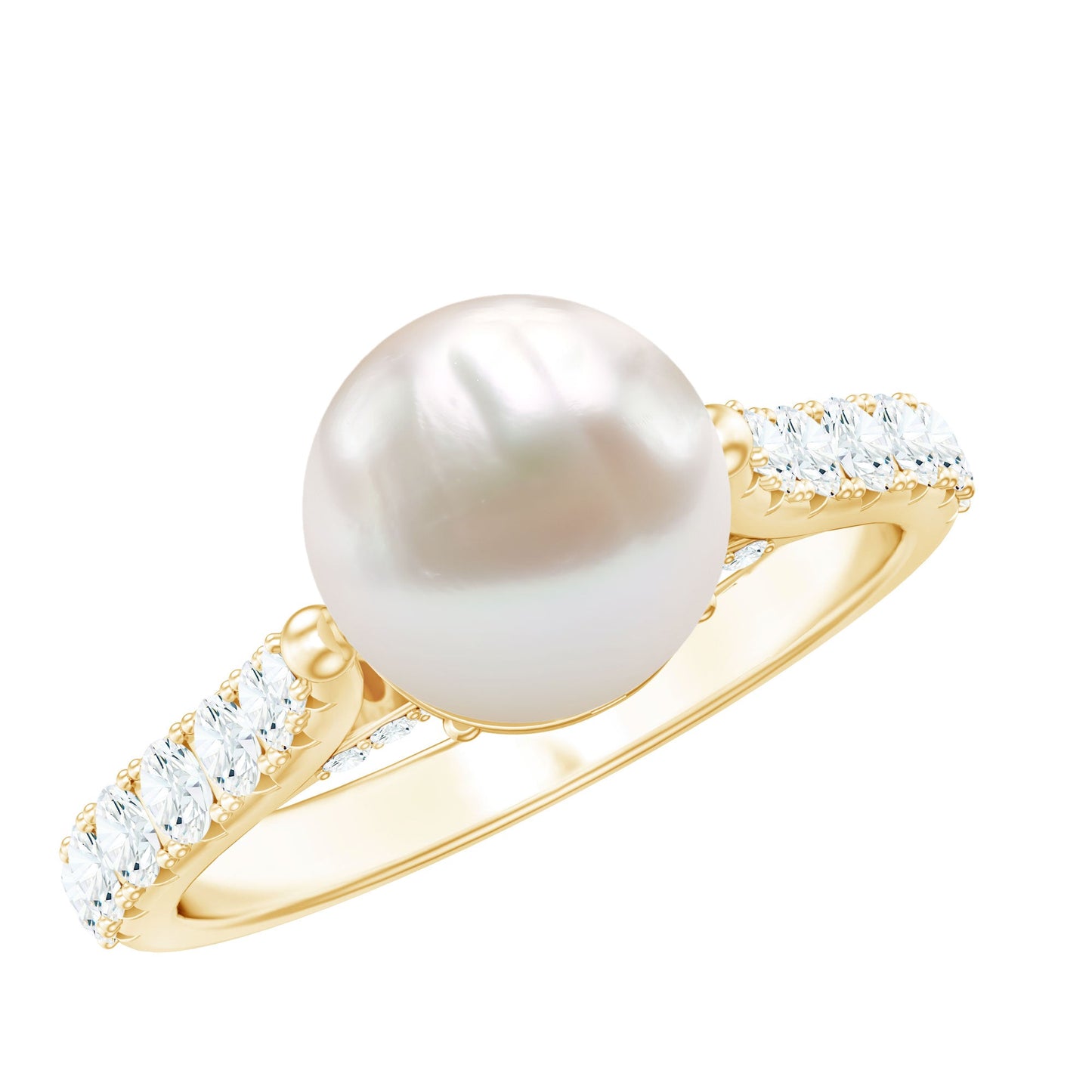 Cultured 7.4 Carat Freshwater Pearl Engagement Ring with Diamond