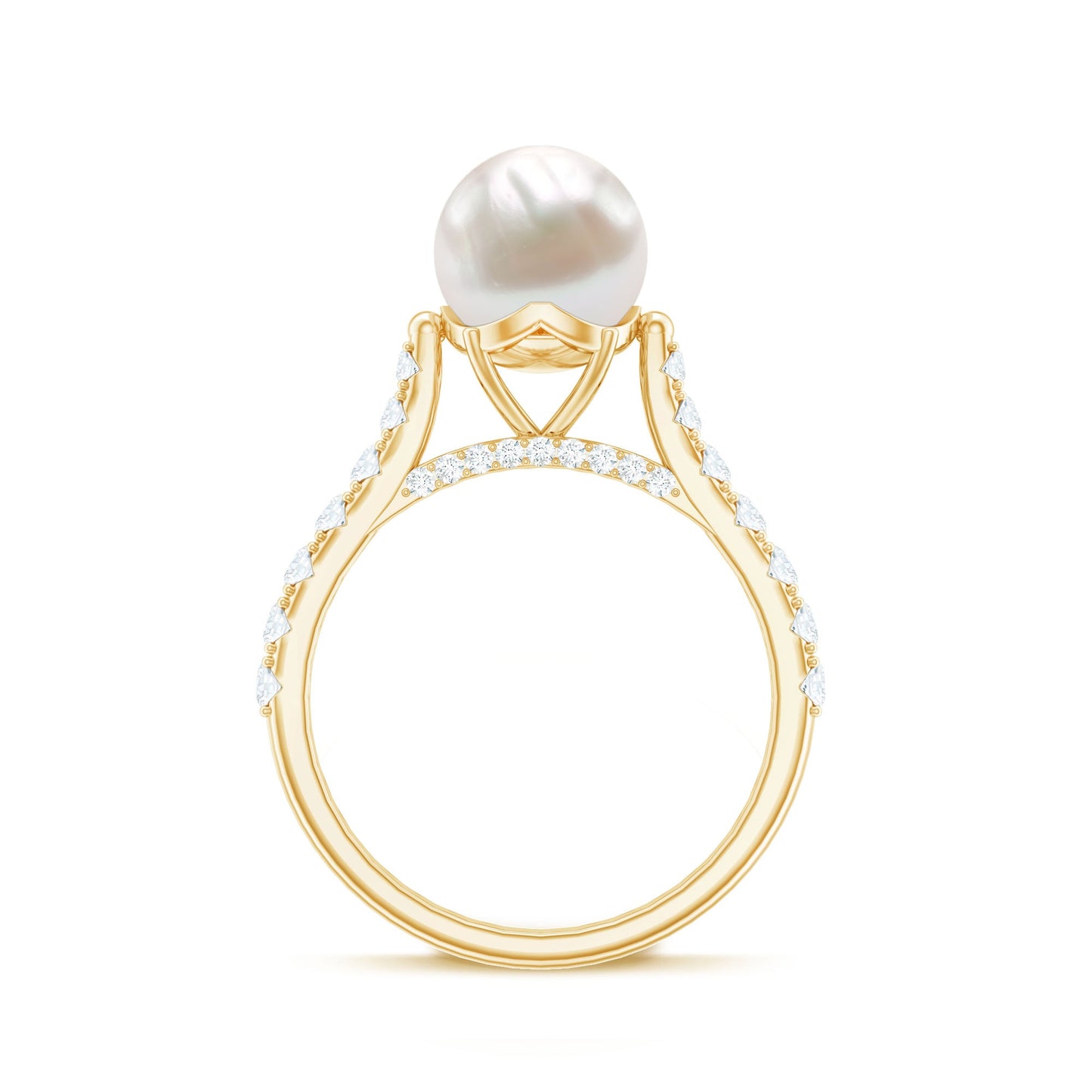 Cultured 7.4 Carat Freshwater Pearl Engagement Ring with Diamond