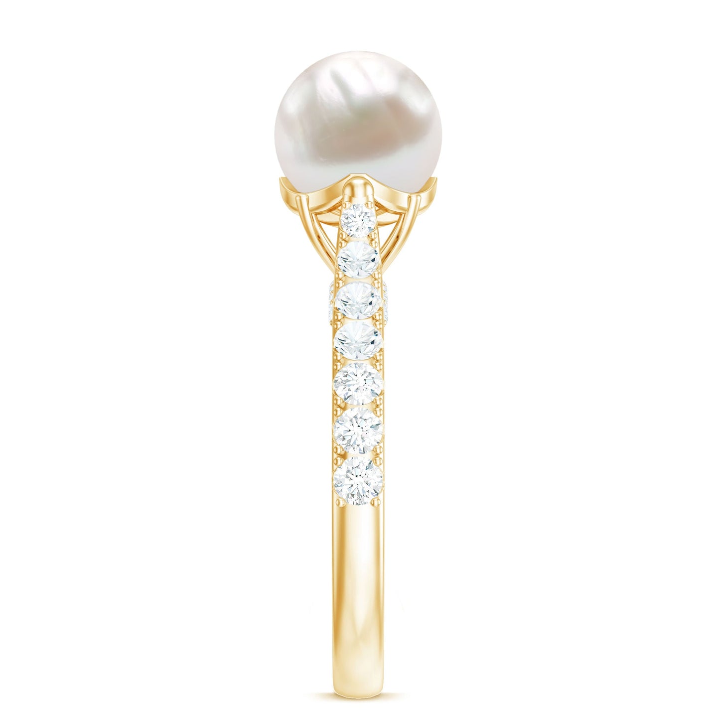 Cultured 7.4 Carat Freshwater Pearl Engagement Ring with Diamond