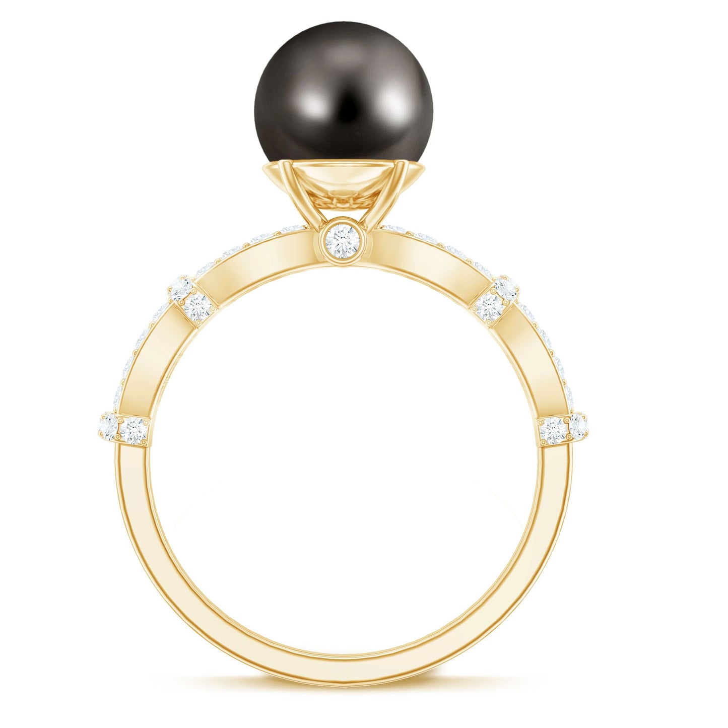7.5 Carat Genuine Black Pearl and Diamond Engagement Ring