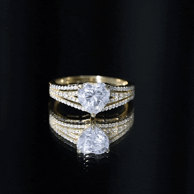 2 Carat Moissanite Heart Designer Engagement Ring with Split Shank
