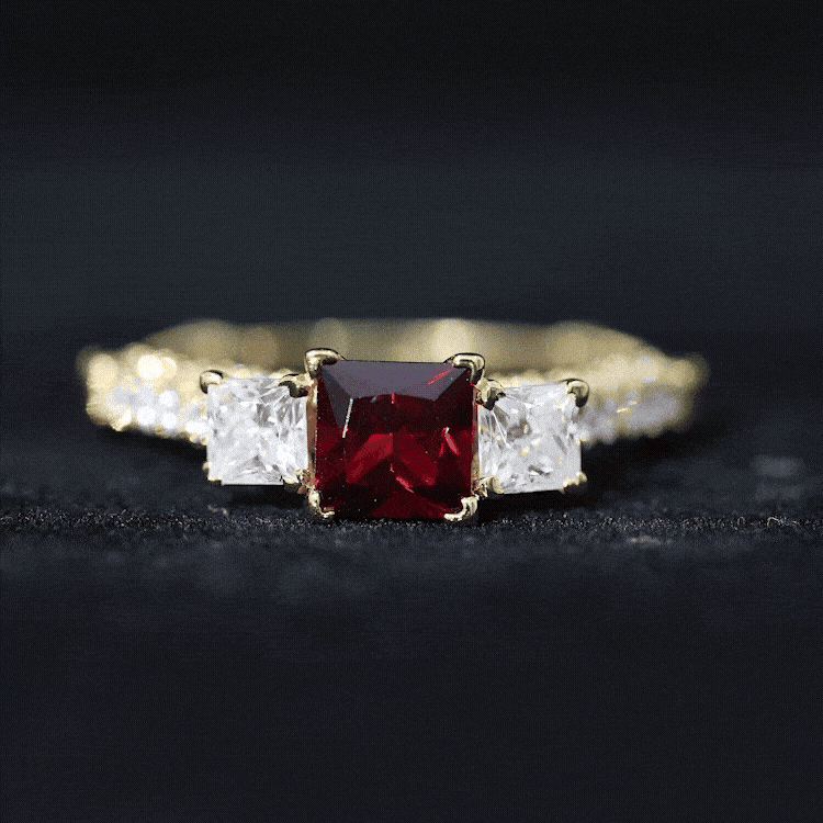 Lab Grown Ruby Vintage Looking Engagement Ring With Certificate