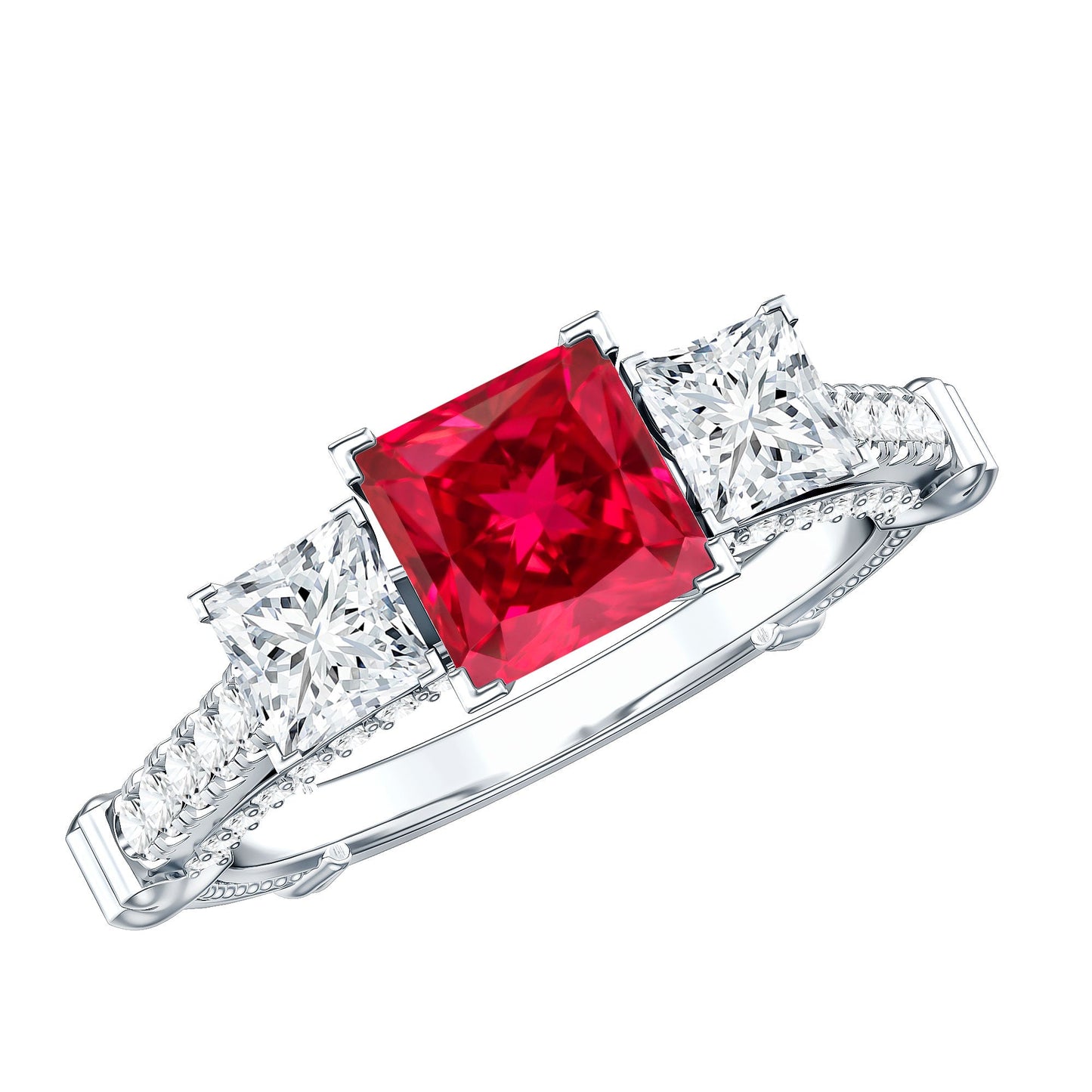Lab Grown Ruby Vintage Looking Engagement Ring With Certificate