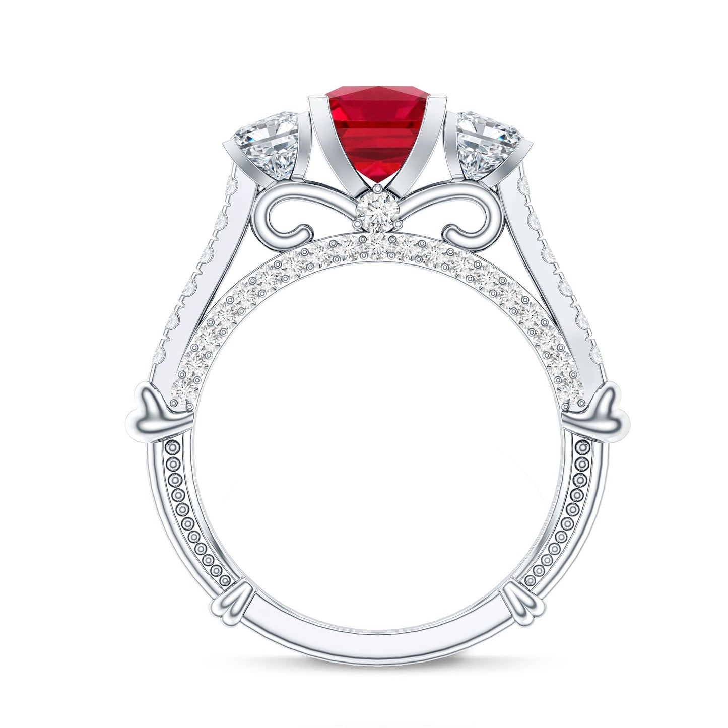 Lab Grown Ruby Vintage Looking Engagement Ring With Certificate