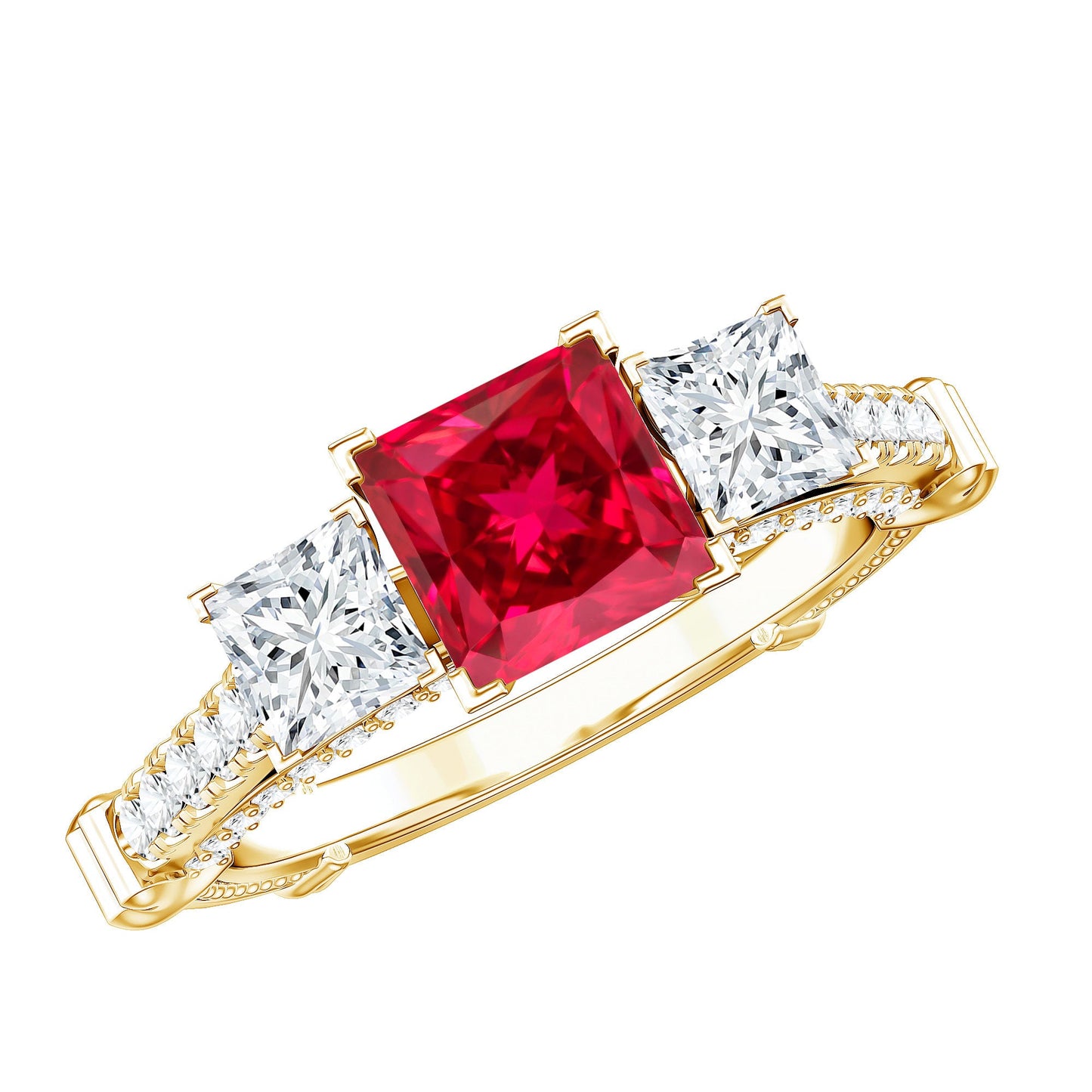 Lab Grown Ruby Vintage Looking Engagement Ring With Certificate