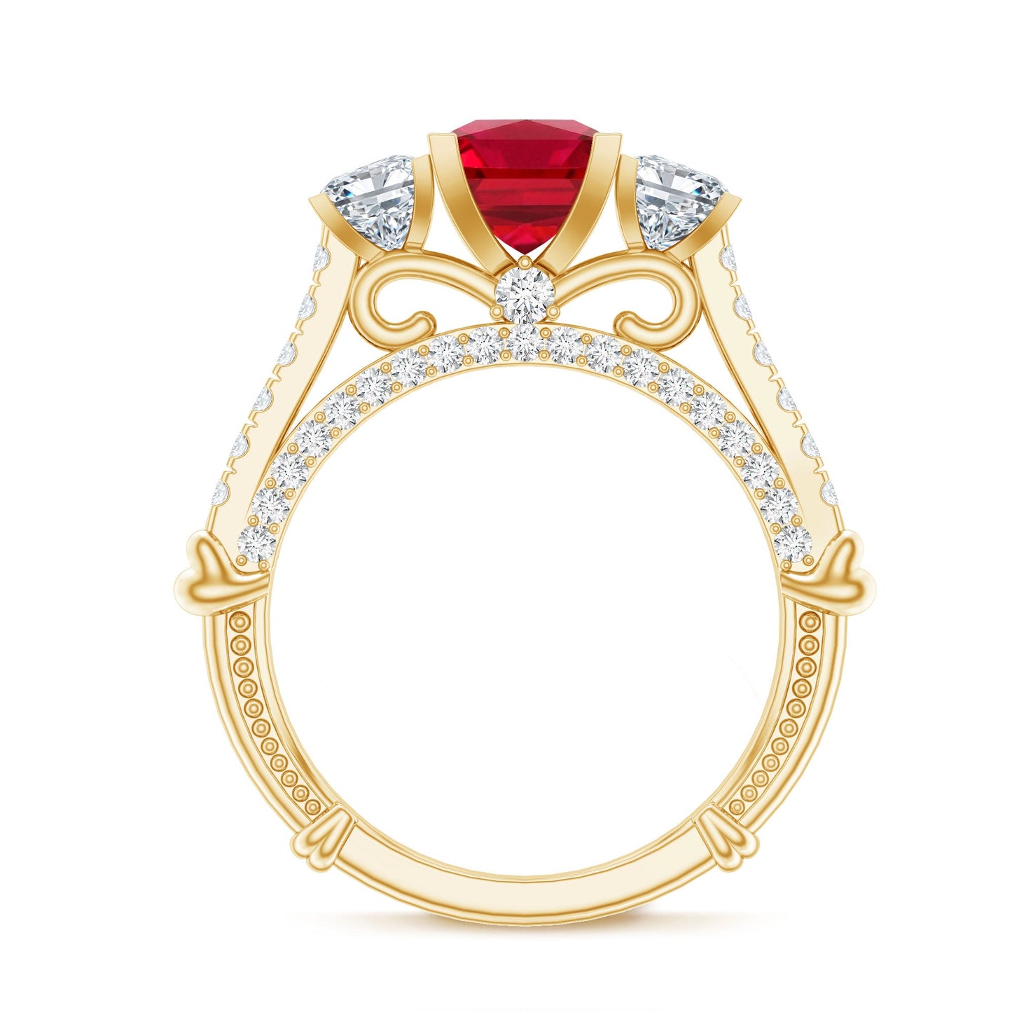 Lab Grown Ruby Vintage Looking Engagement Ring With Certificate