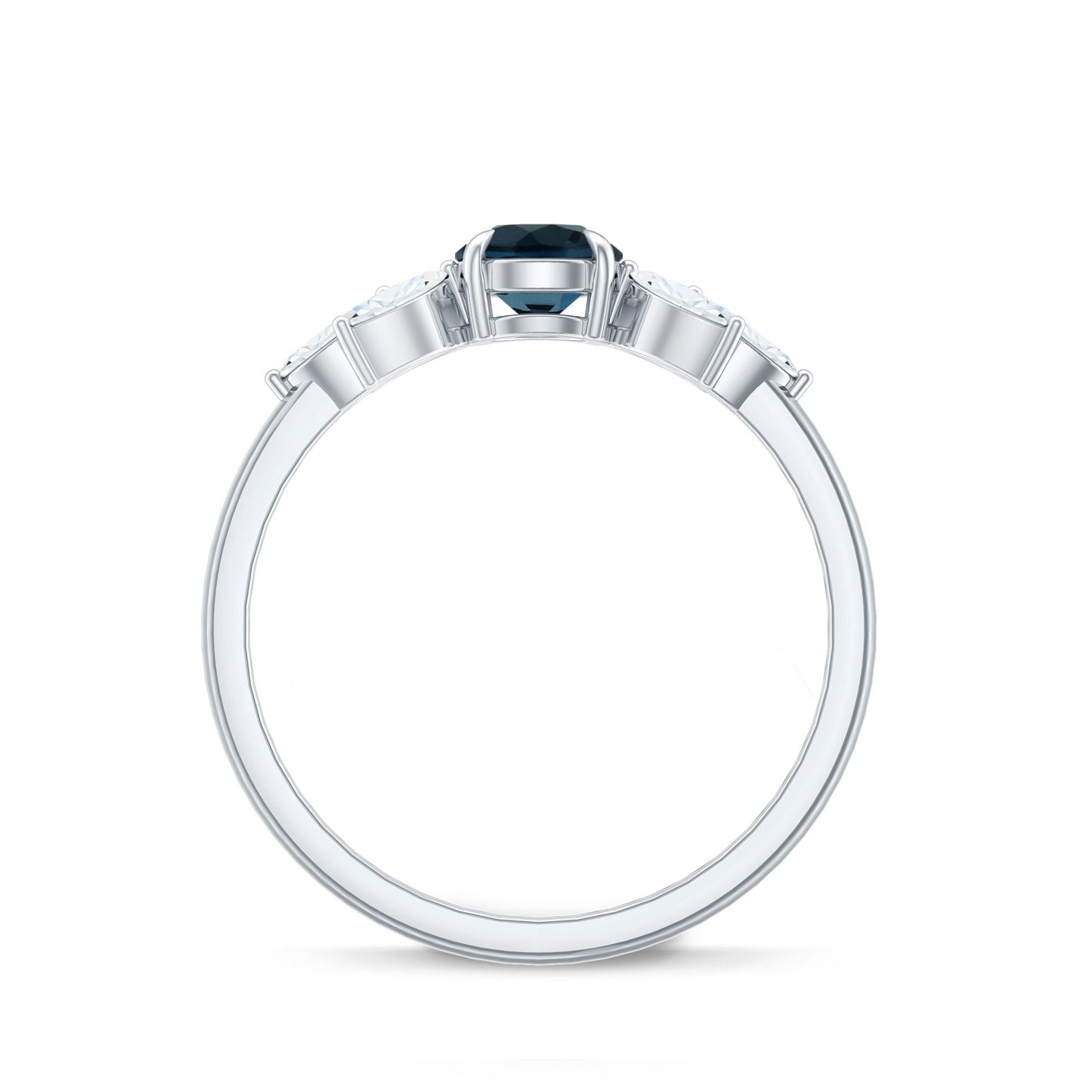 London Blue Topaz Minimal Engagement Ring With Diamond