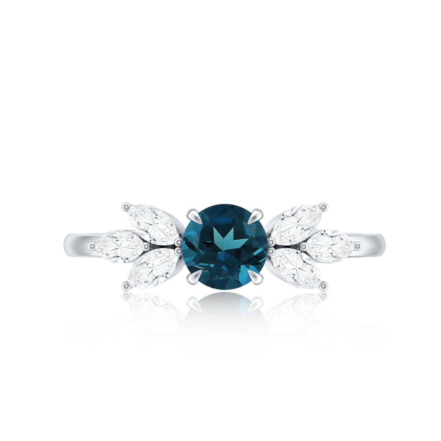 London Blue Topaz Minimal Engagement Ring With Diamond