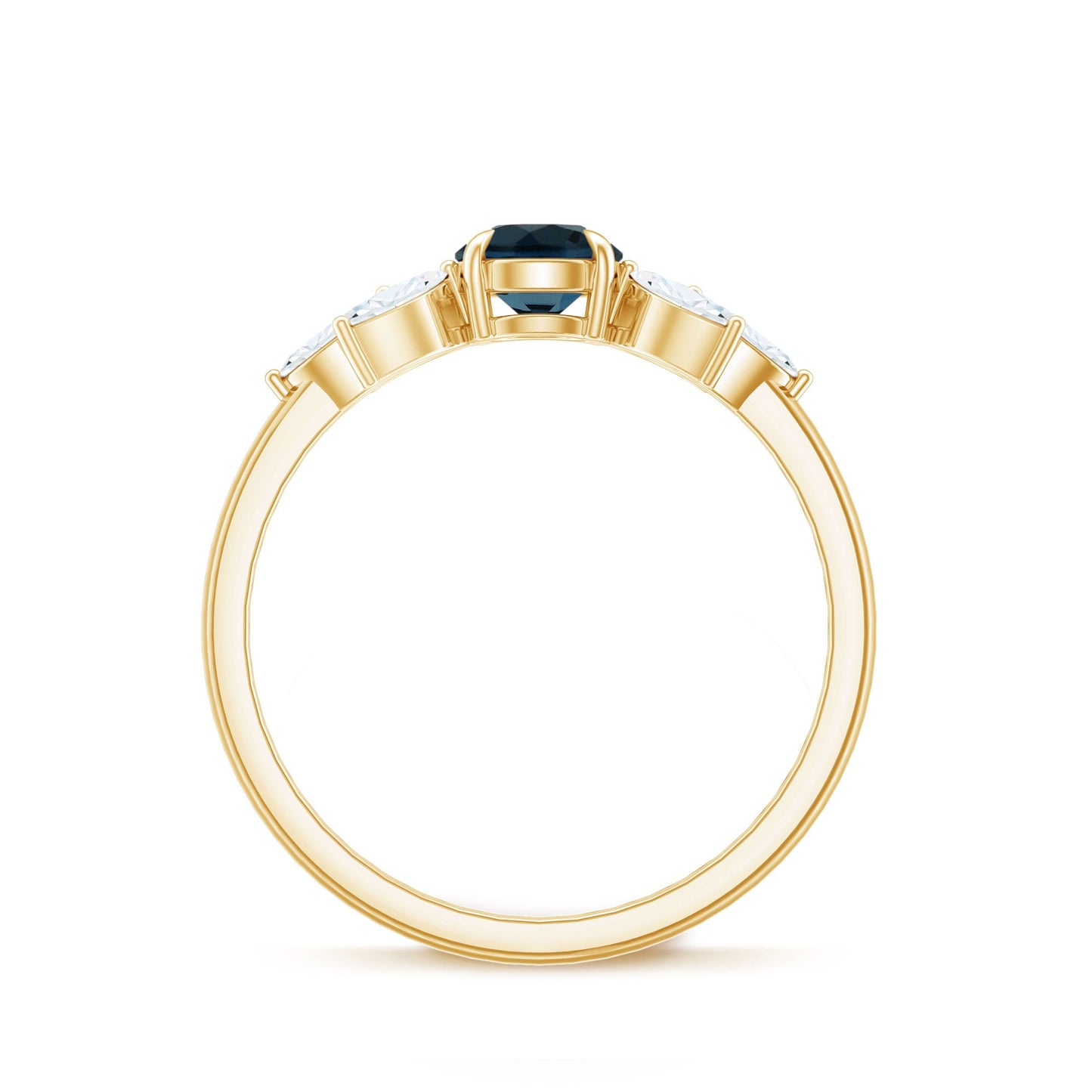 London Blue Topaz Minimal Engagement Ring With Diamond