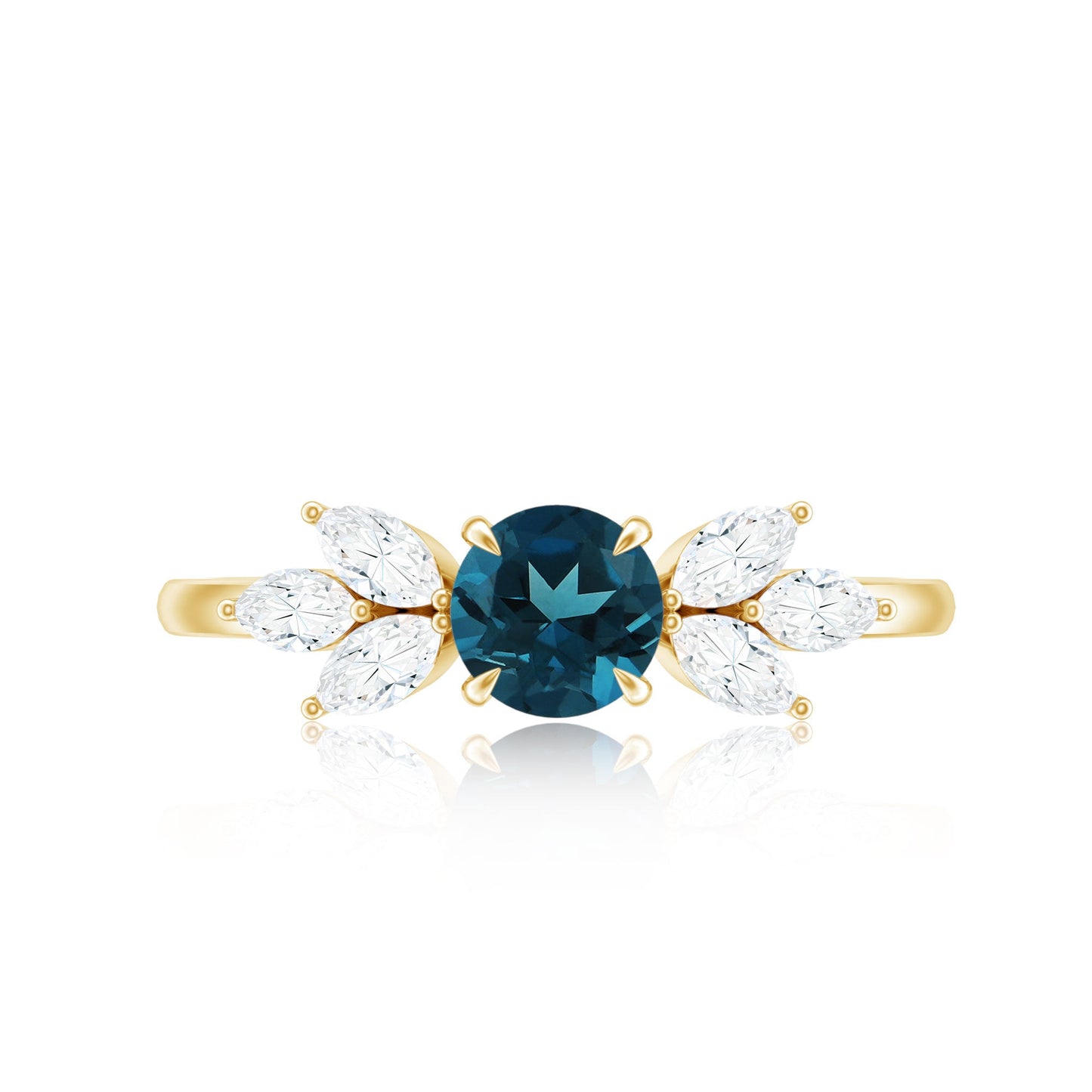 London Blue Topaz Minimal Engagement Ring With Diamond