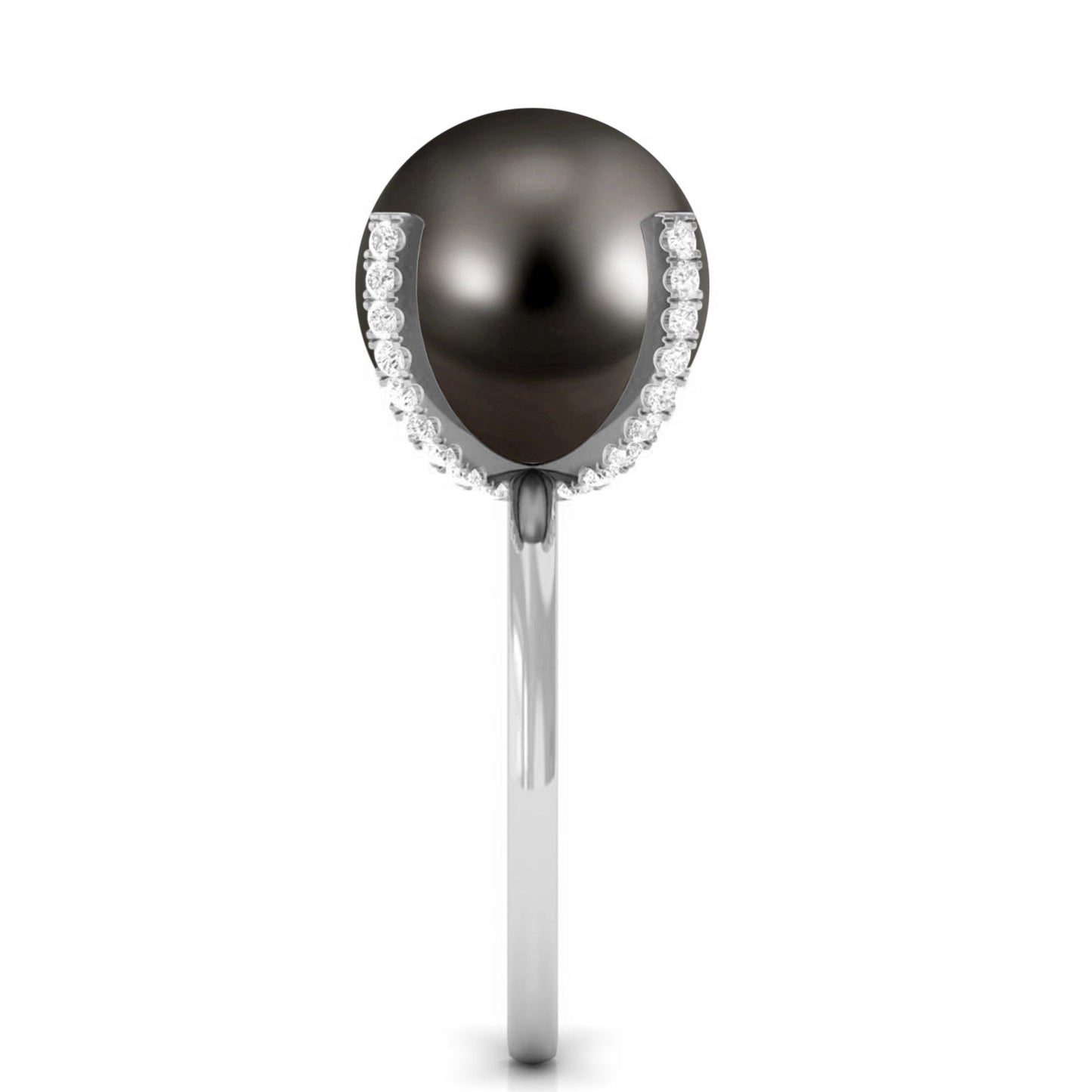 Tahitian Pearl Solitaire Engagement Ring with Diamond