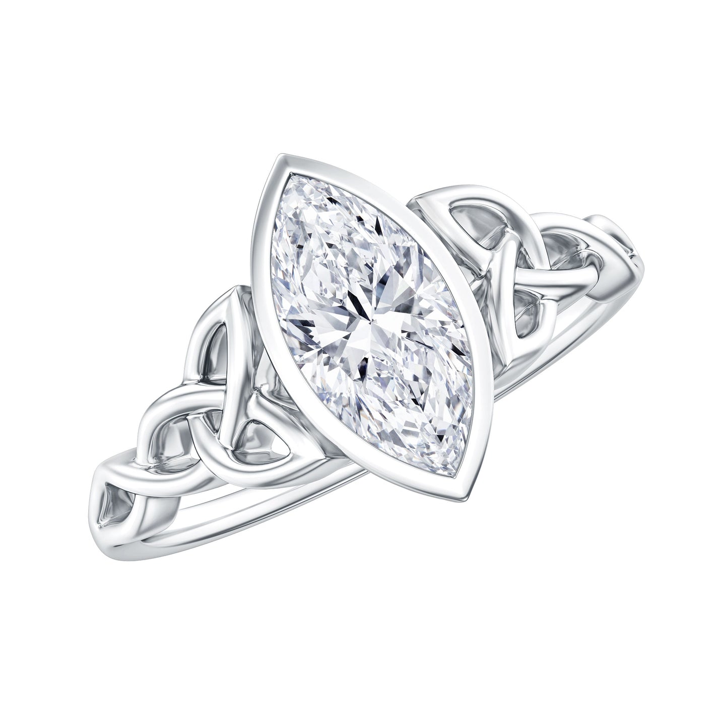 Moissanite 1 Carat Marquise Cut Engagement Ring in Bezel Setting