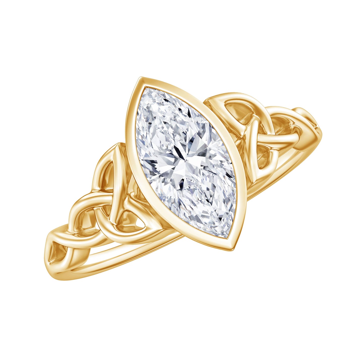 Moissanite 1 Carat Marquise Cut Engagement Ring in Bezel Setting