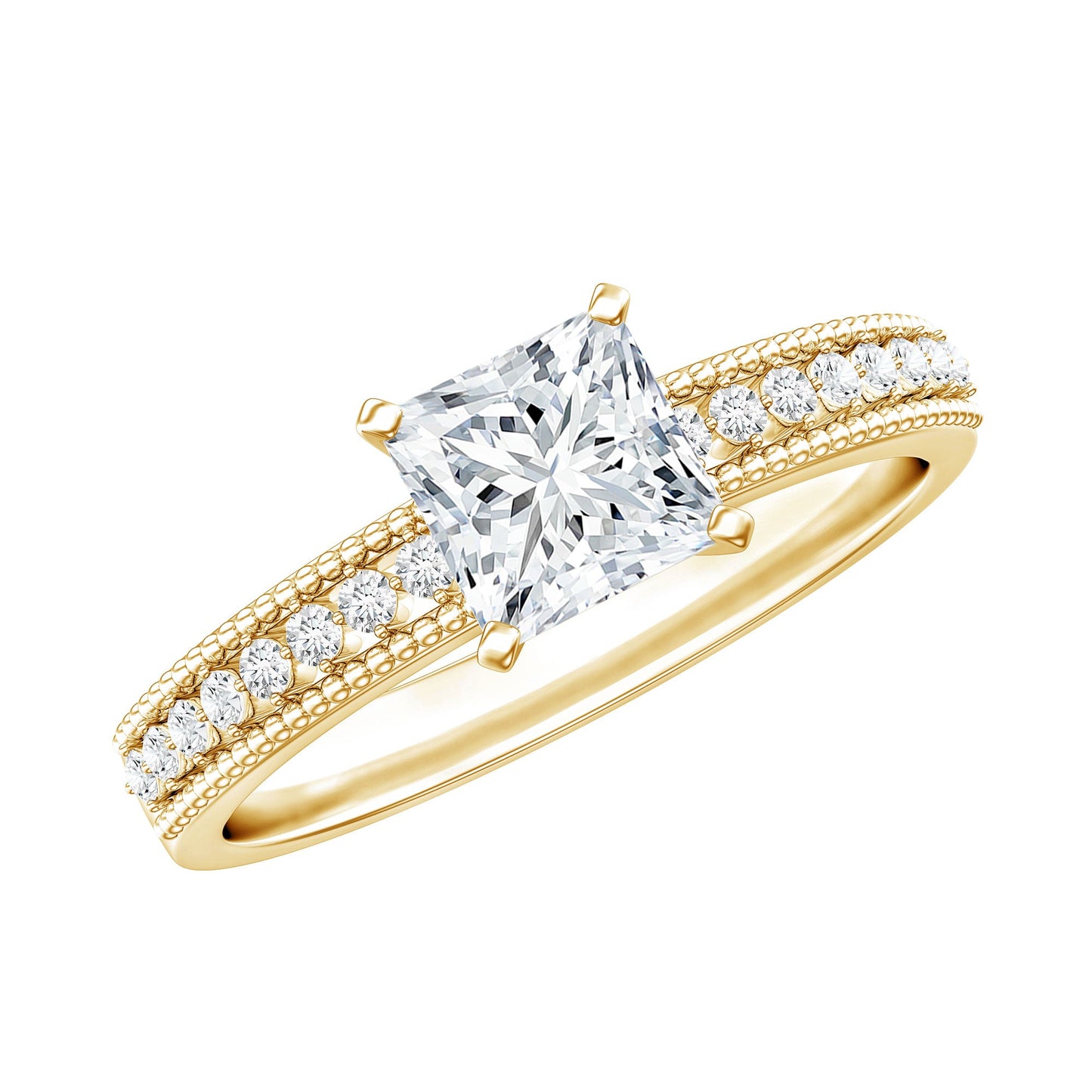 Moissanite Solitaire Engagement Ring with Princess Cut