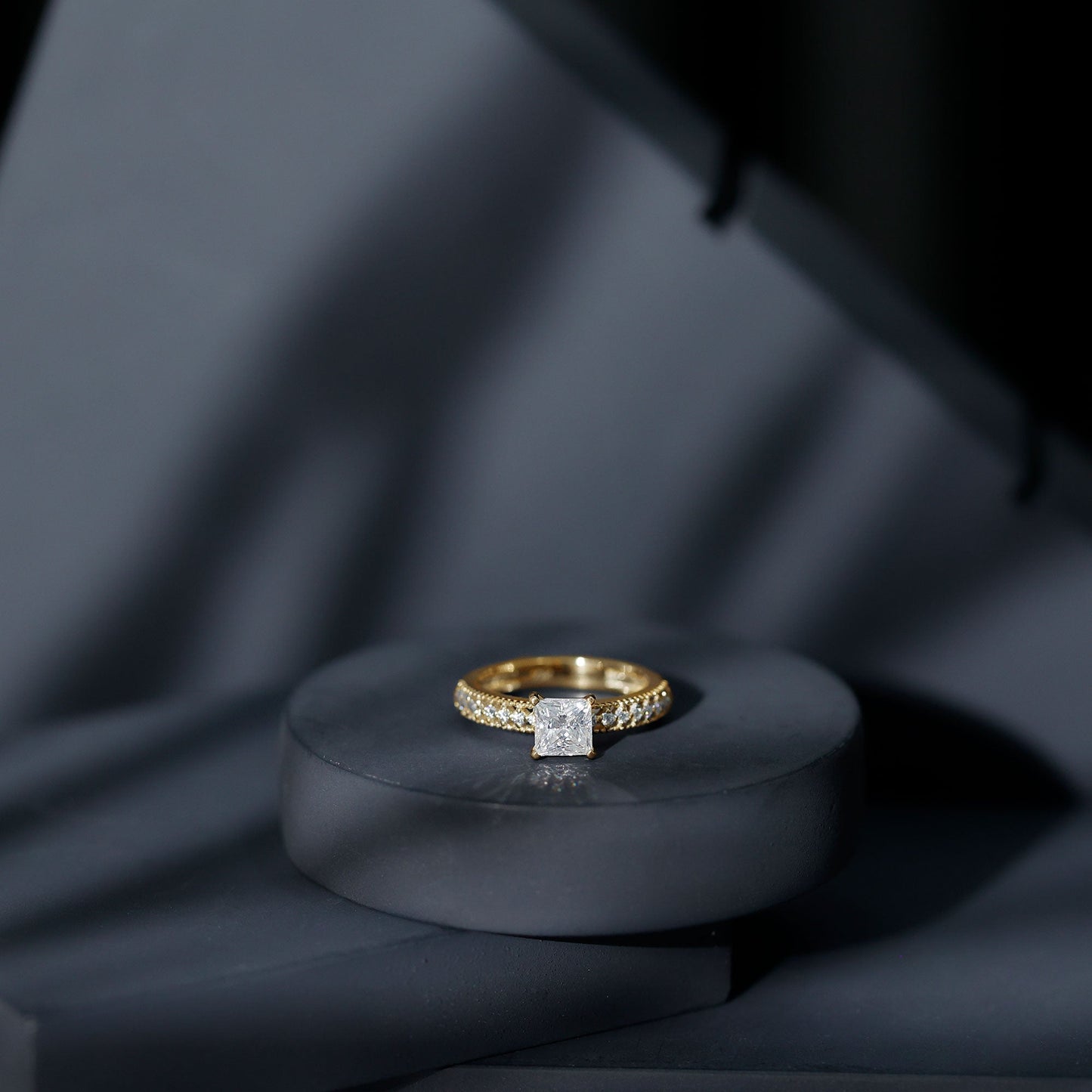 Moissanite Solitaire Engagement Ring with Princess Cut