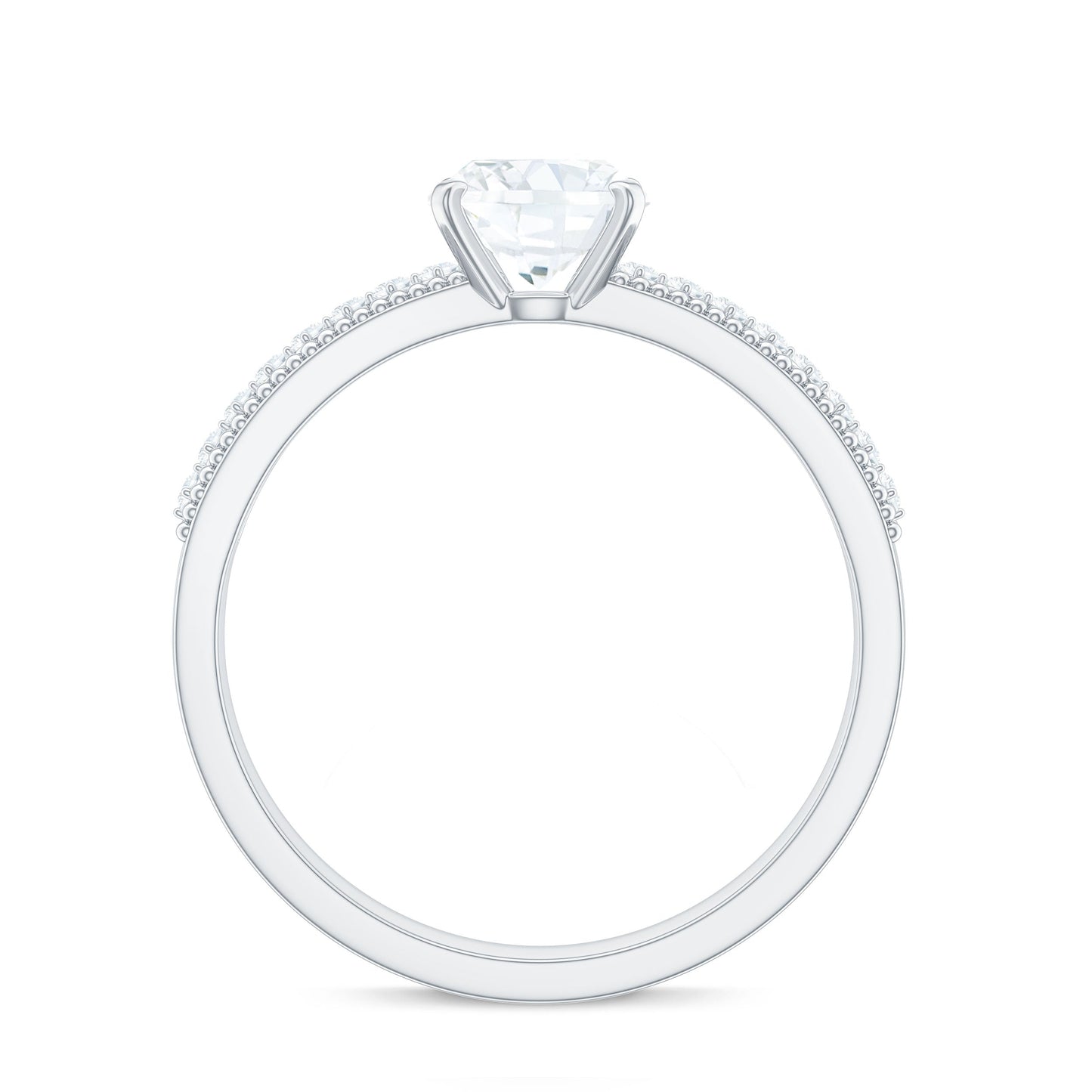 1.7 Carat Cushion Cut Moissanite Solitaire Engagement Ring with Beaded Details