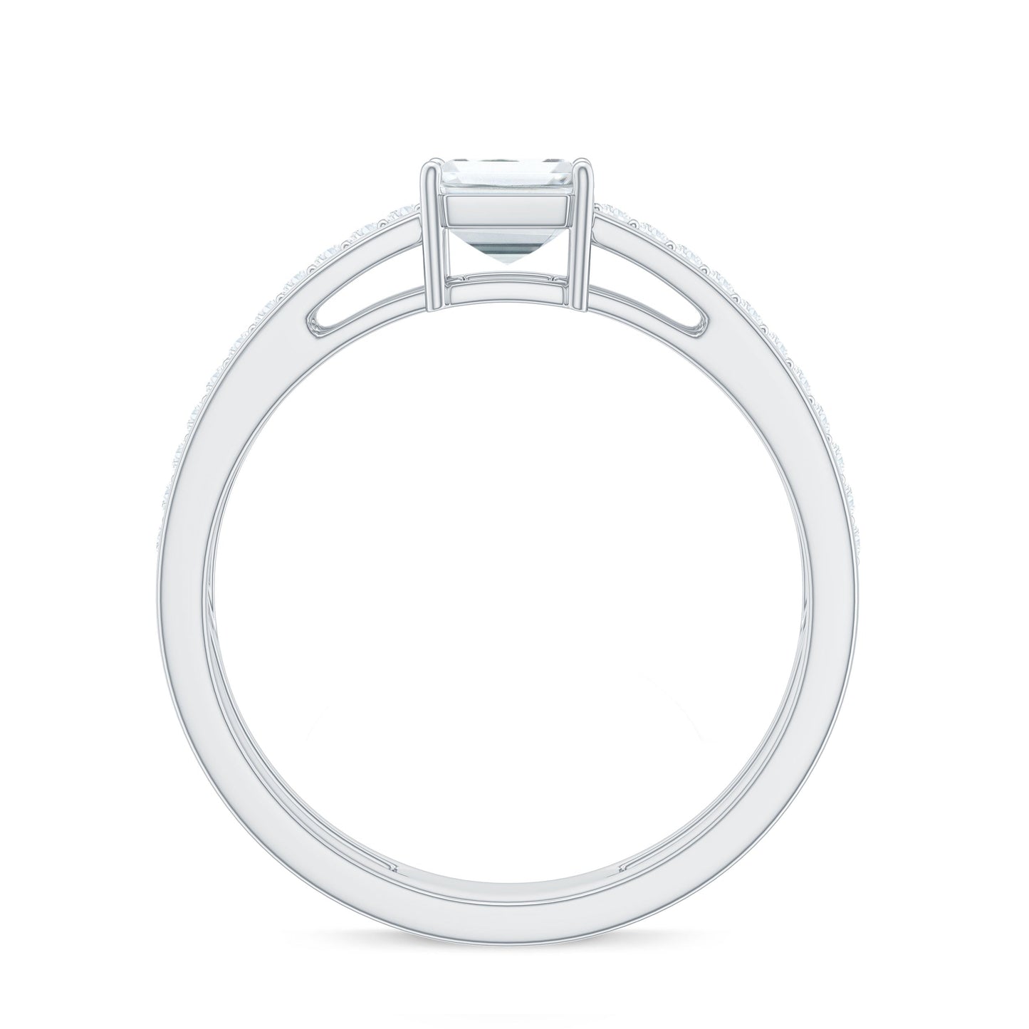 1.8 Carat Emerald Cut Moissanite Double Band Engagement Ring