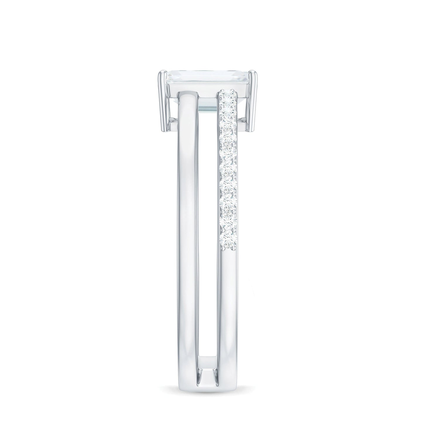 1.8 Carat Emerald Cut Moissanite Double Band Engagement Ring