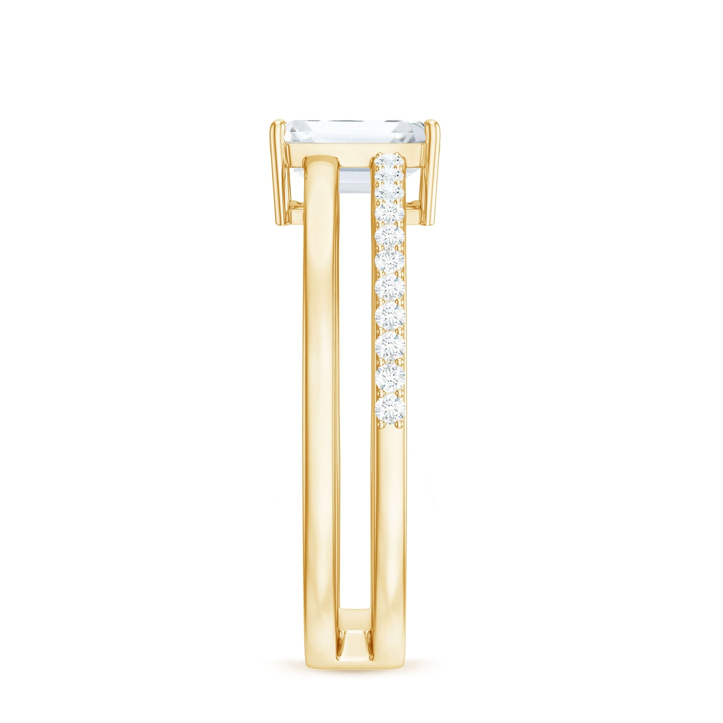 1.8 Carat Emerald Cut Moissanite Double Band Engagement Ring