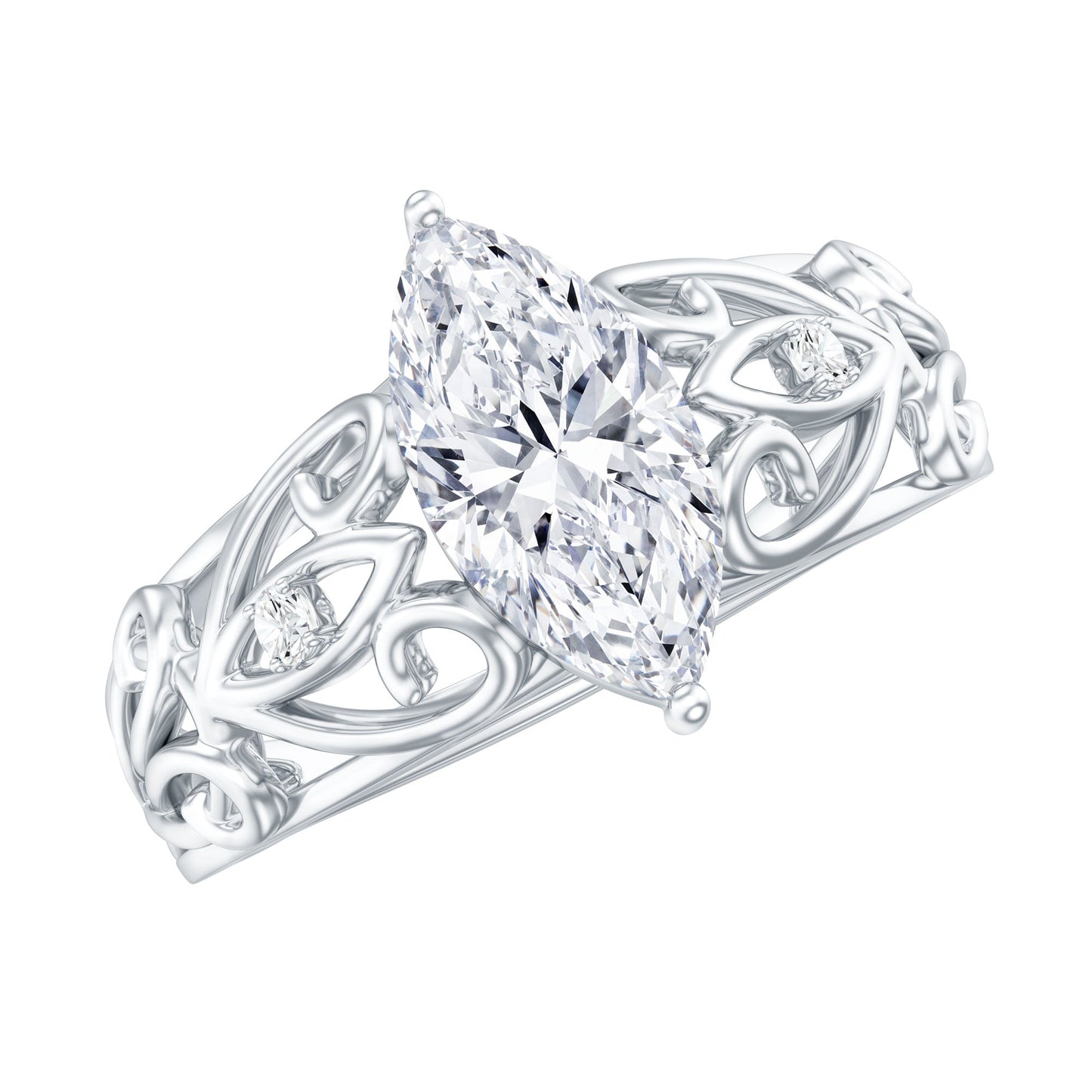 Marquise Moissanite Engagement Ring With Certificate