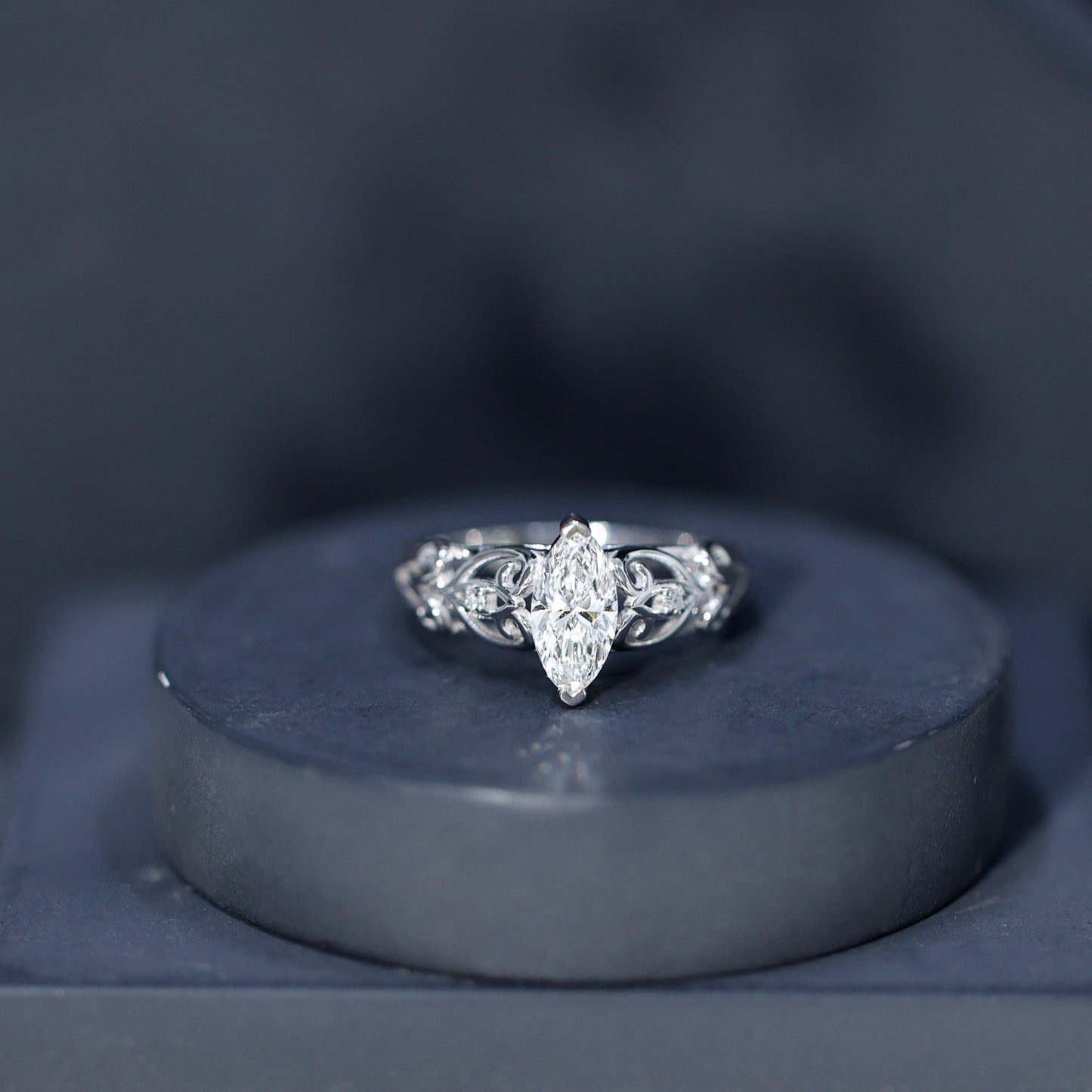 Marquise Moissanite Engagement Ring With Certificate