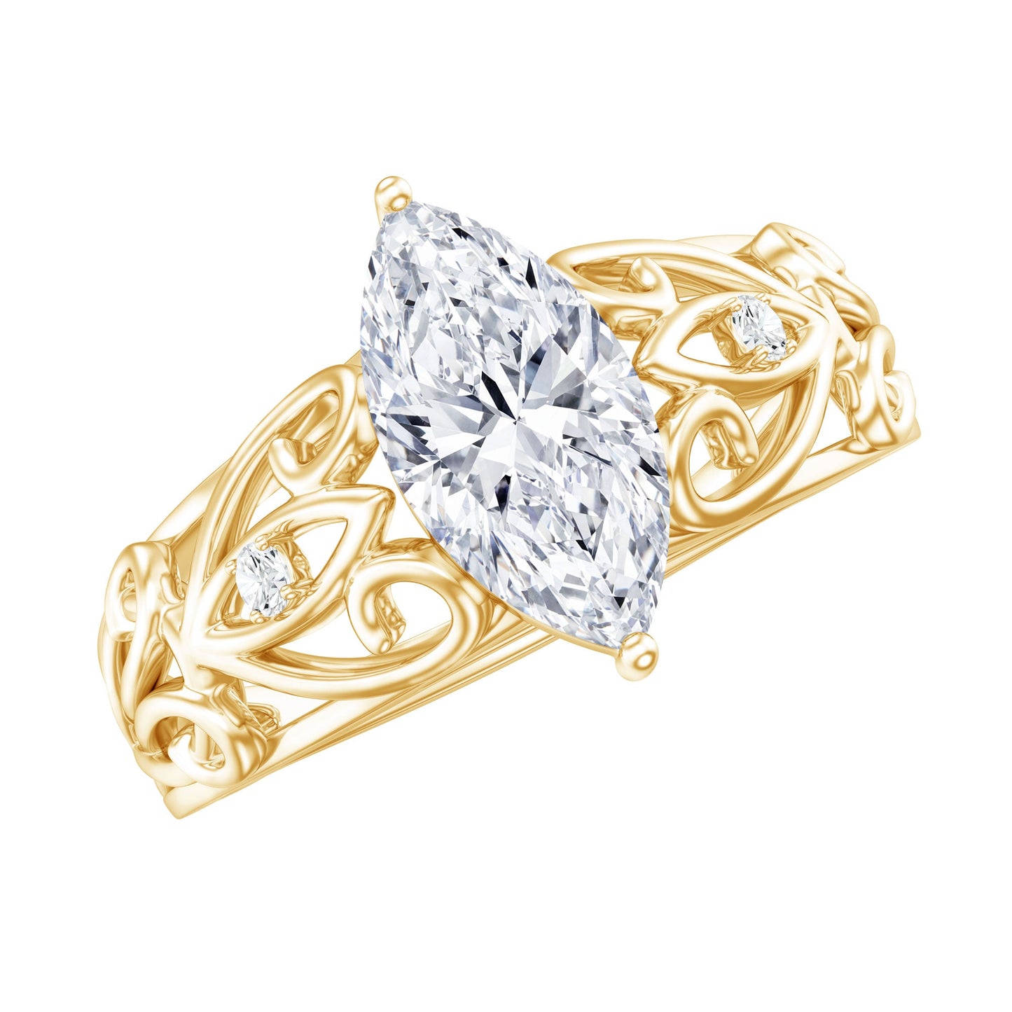 Marquise Moissanite Engagement Ring With Certificate
