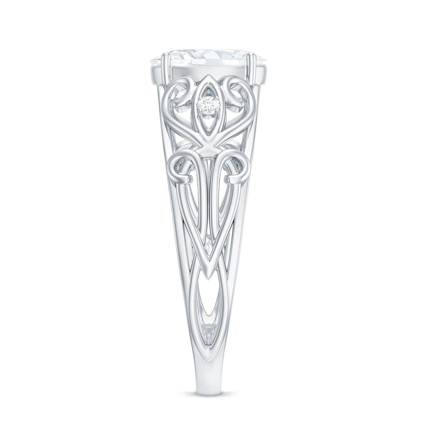 1.2 Carat Oval Cut Vintage Inspired Moissanite Filigree Engagement Ring