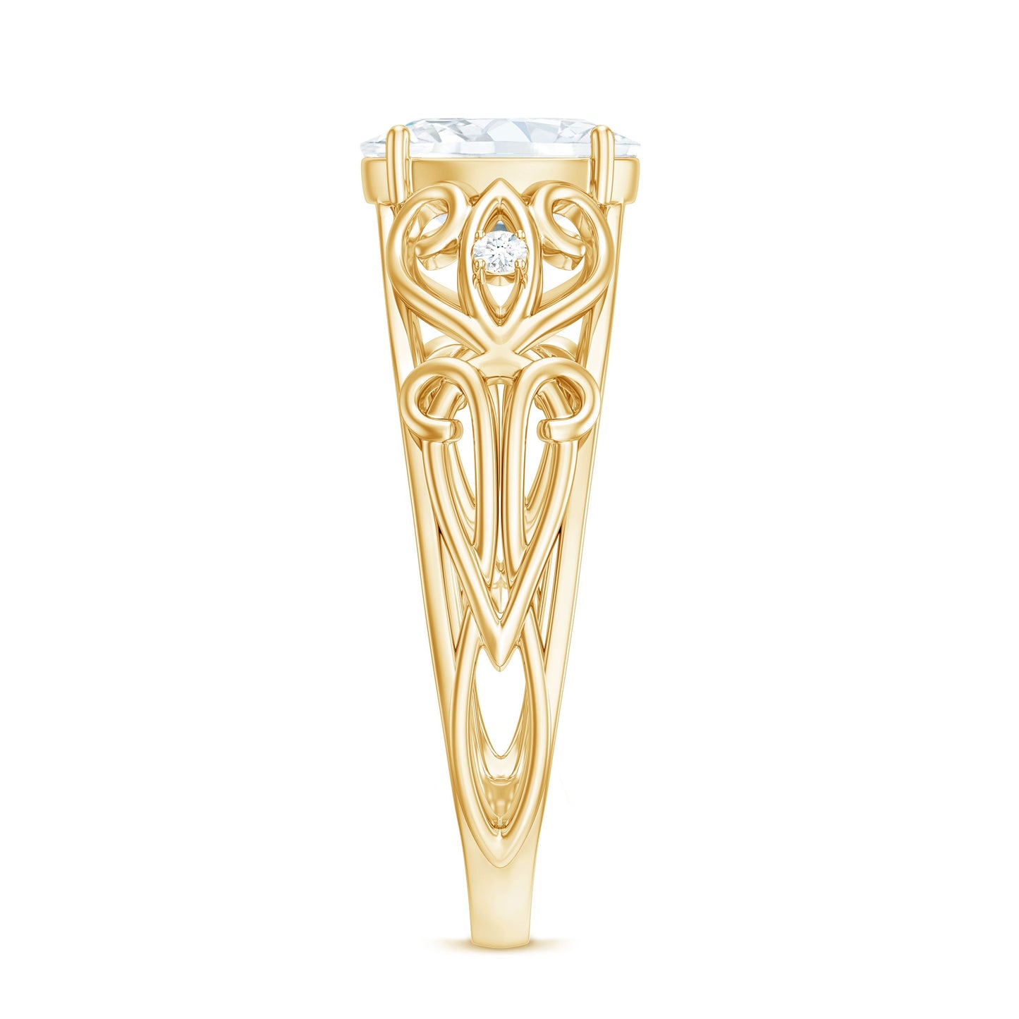 1.2 Carat Oval Cut Vintage Inspired Moissanite Filigree Engagement Ring