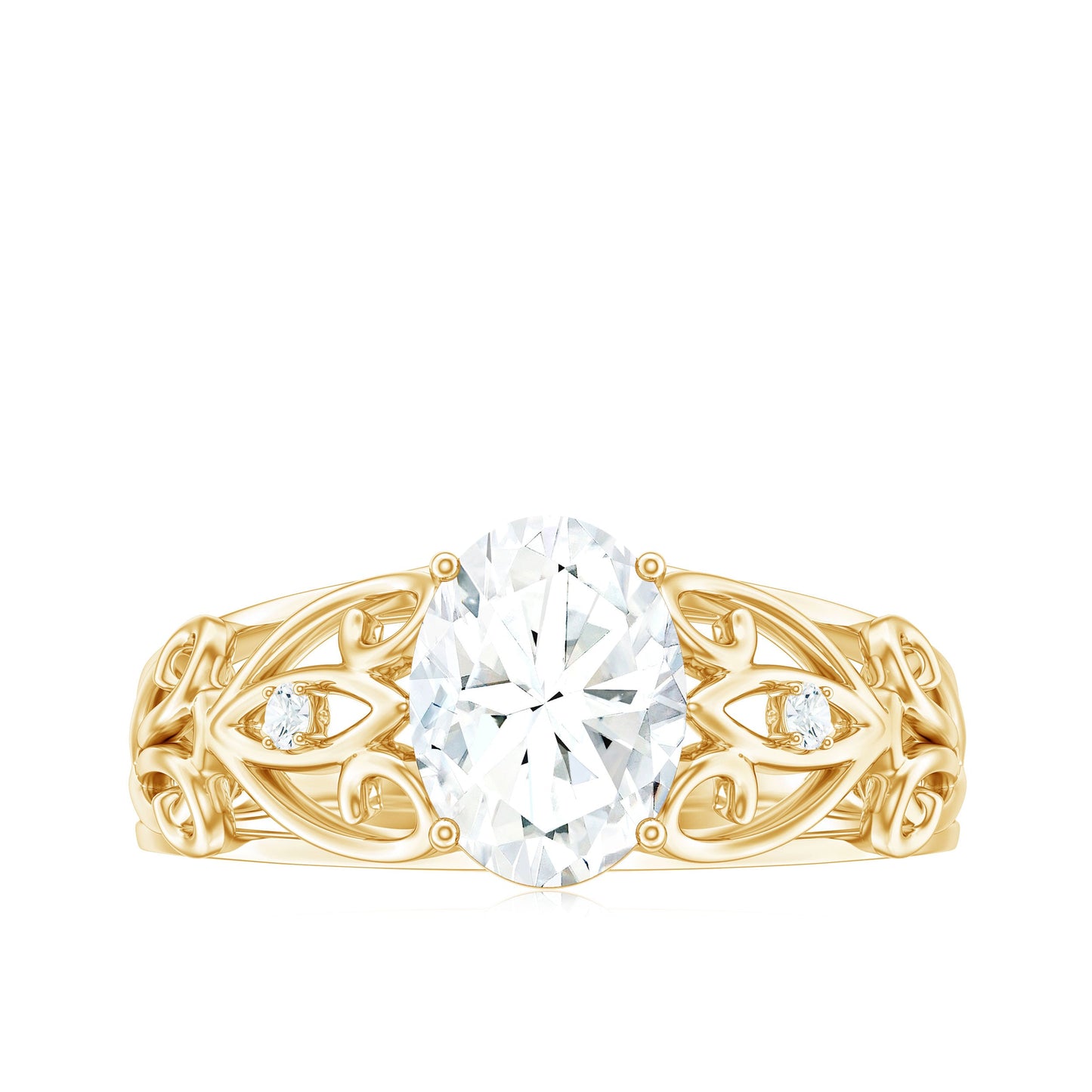 1.2 Carat Oval Cut Vintage Inspired Moissanite Filigree Engagement Ring