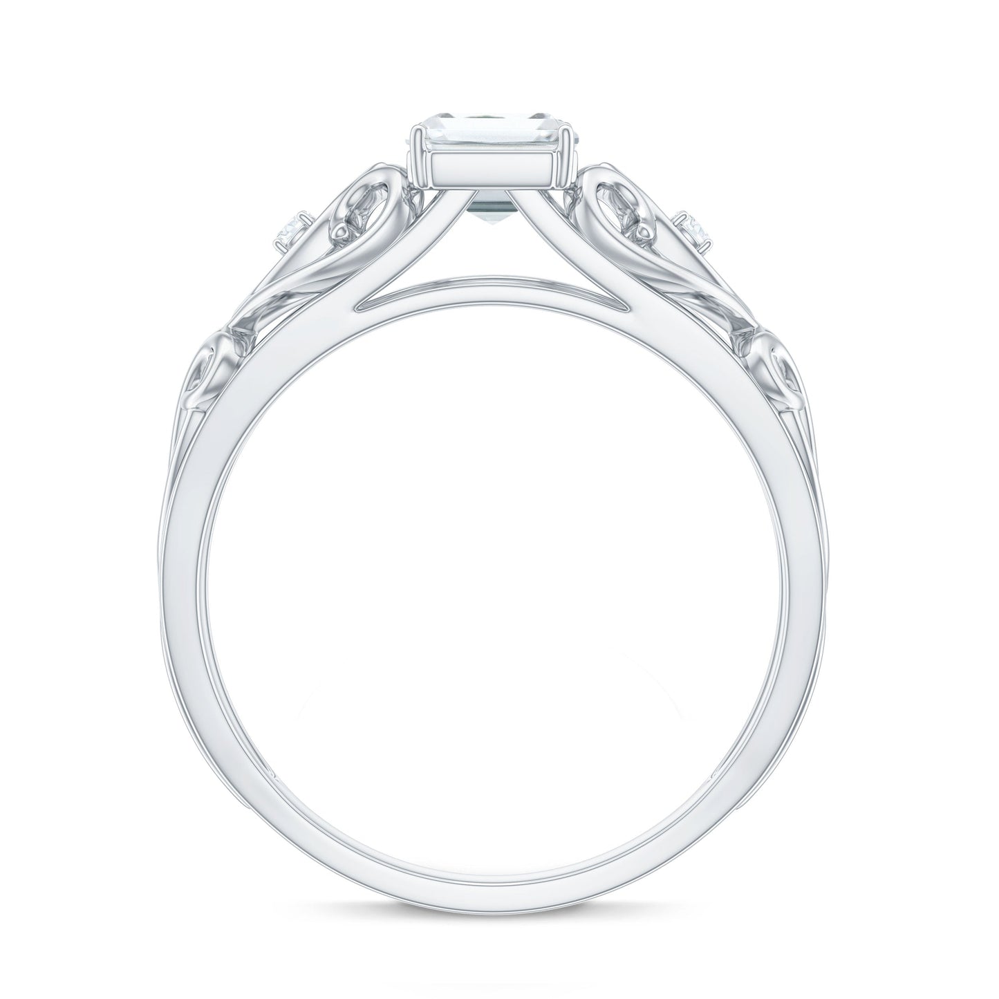 1.8 Carat Emerald Cut Moissanite Vintage Inspired Solitaire Ring