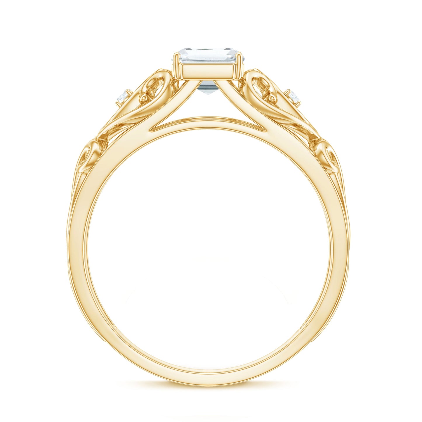 1.8 Carat Emerald Cut Moissanite Vintage Inspired Solitaire Ring
