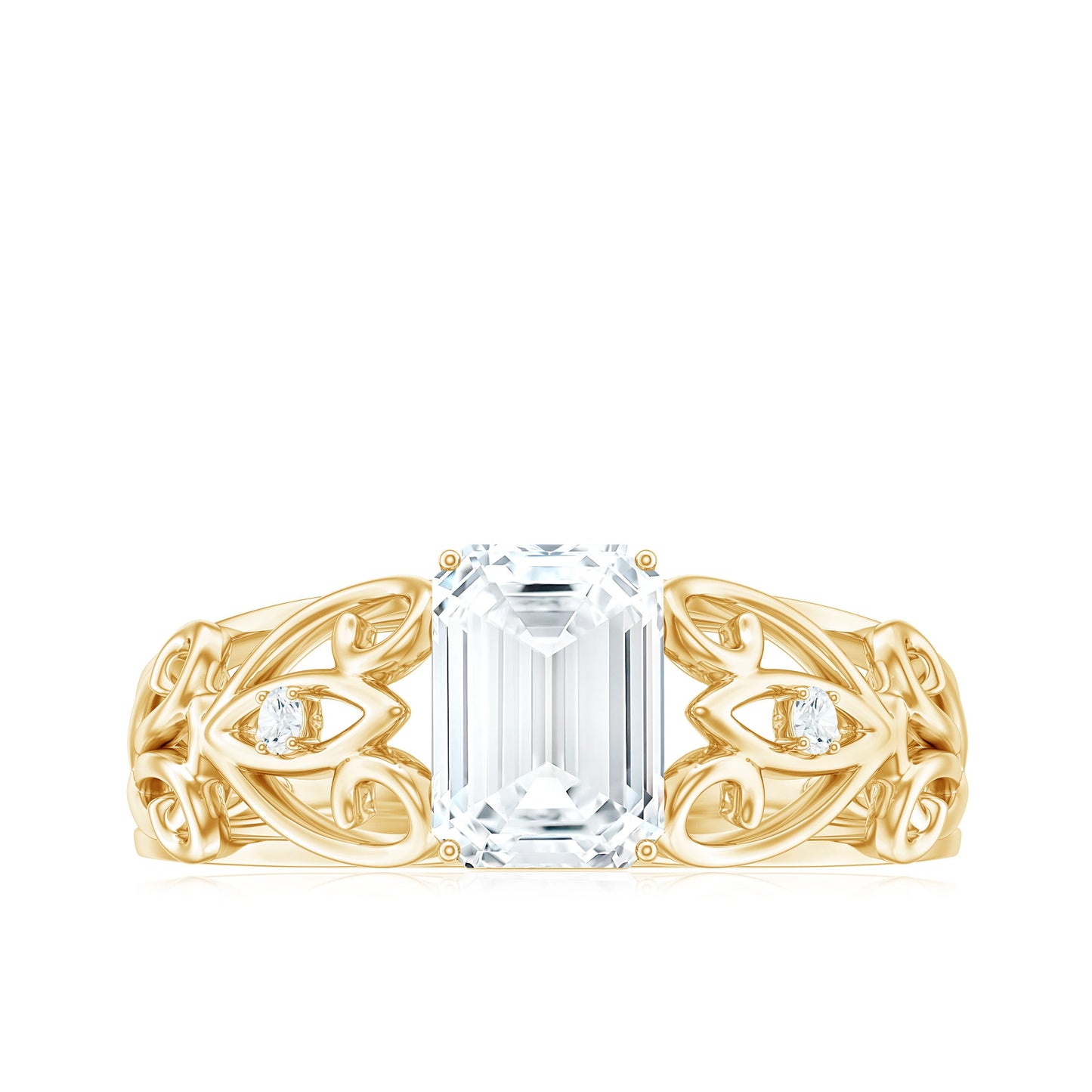 1.8 Carat Emerald Cut Moissanite Vintage Inspired Solitaire Ring