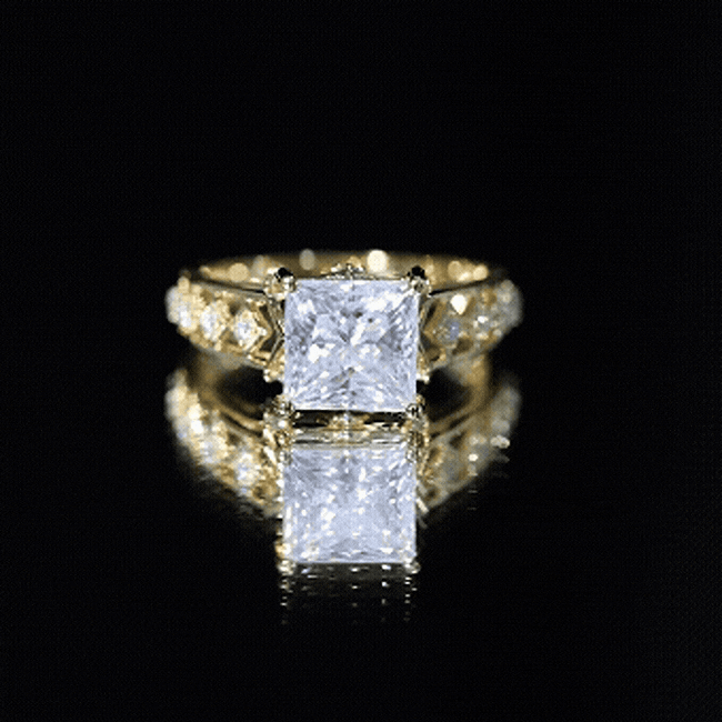 3 Carat Princess Cut Certified Moissanite Solitaire Engagement Ring