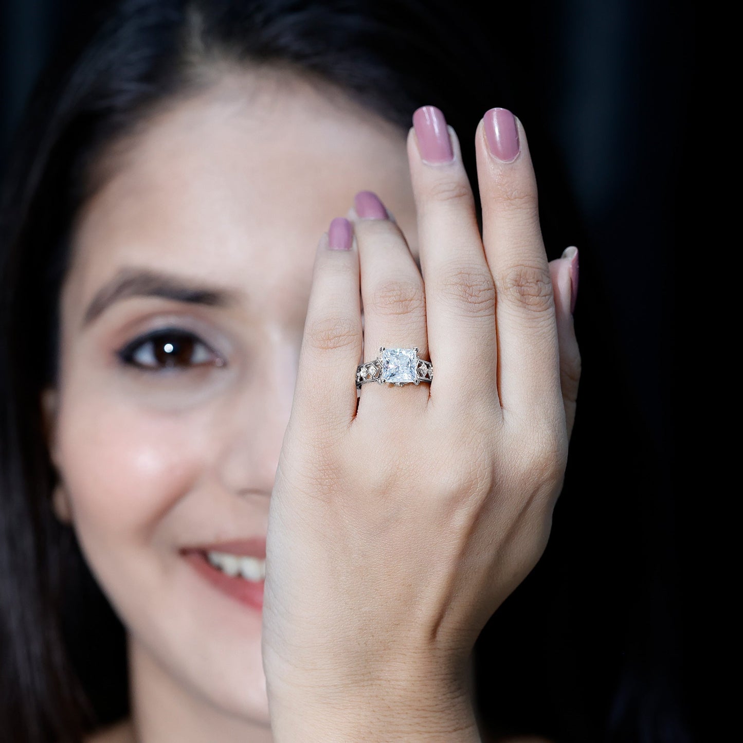 3 Carat Princess Cut Certified Moissanite Solitaire Engagement Ring