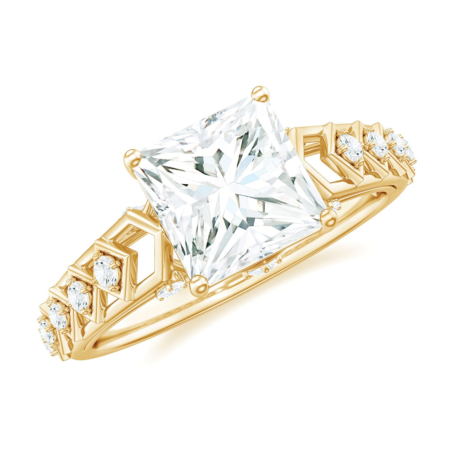 3 Carat Princess Cut Certified Moissanite Solitaire Engagement Ring