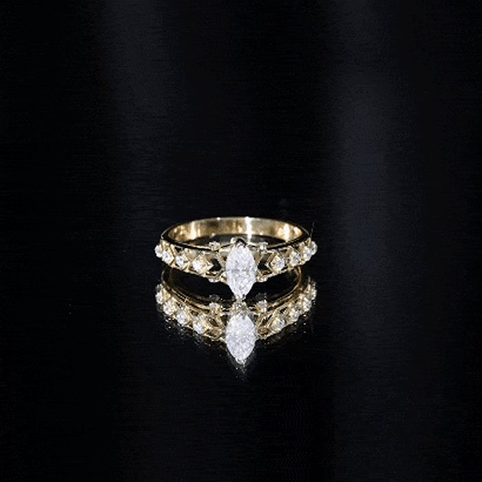 Art Deco Looking Moissanite Marquise Engagement Ring