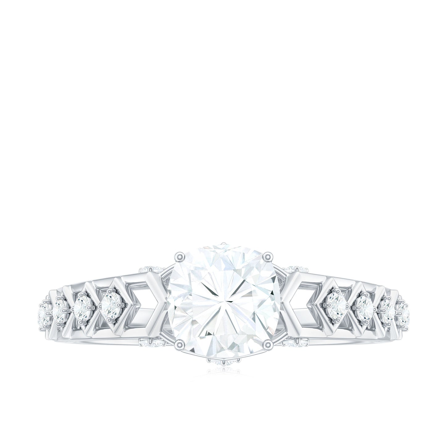 1.7 Carat Cushion Cut Certified Moissanite Solitaire Engagement Ring