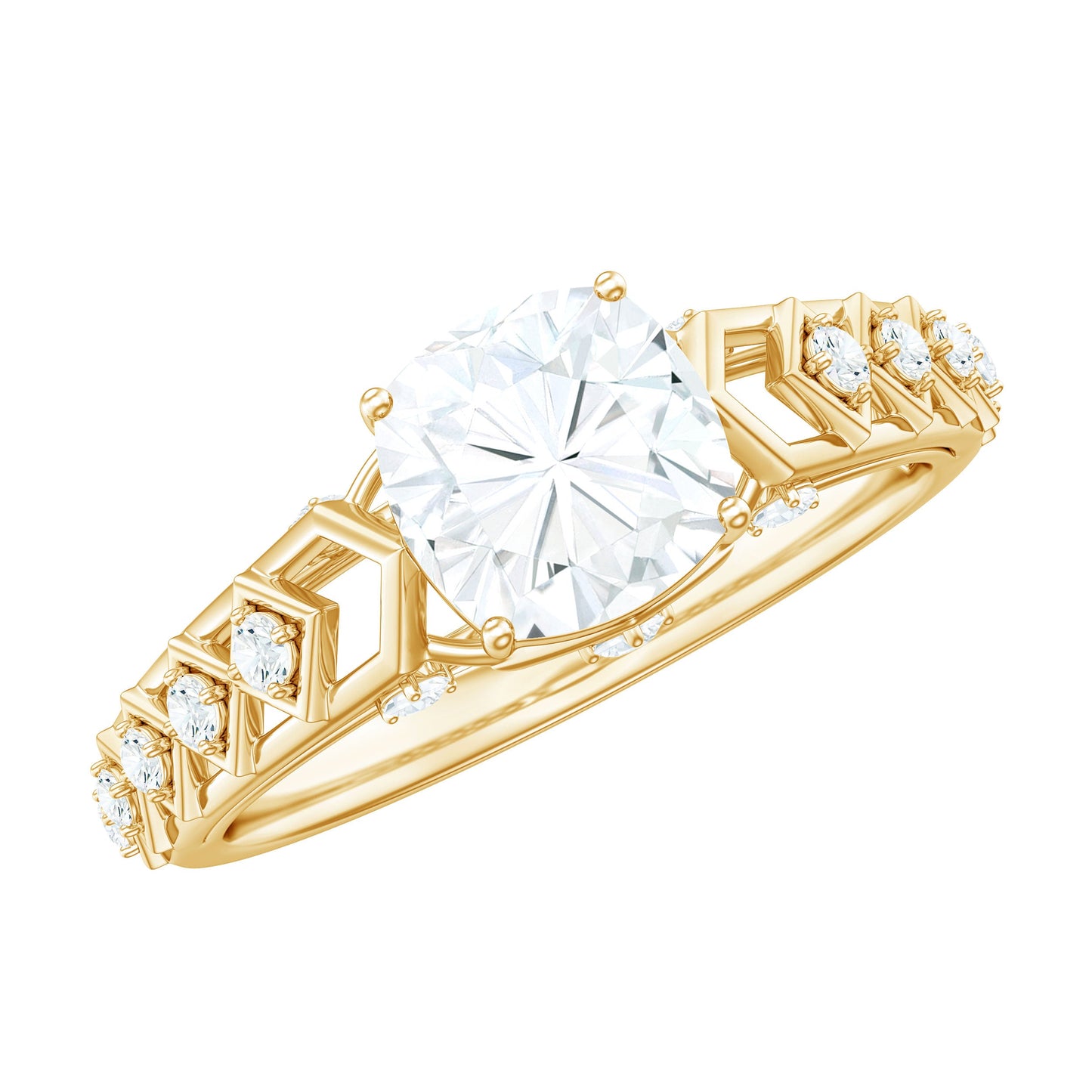 1.7 Carat Cushion Cut Certified Moissanite Solitaire Engagement Ring