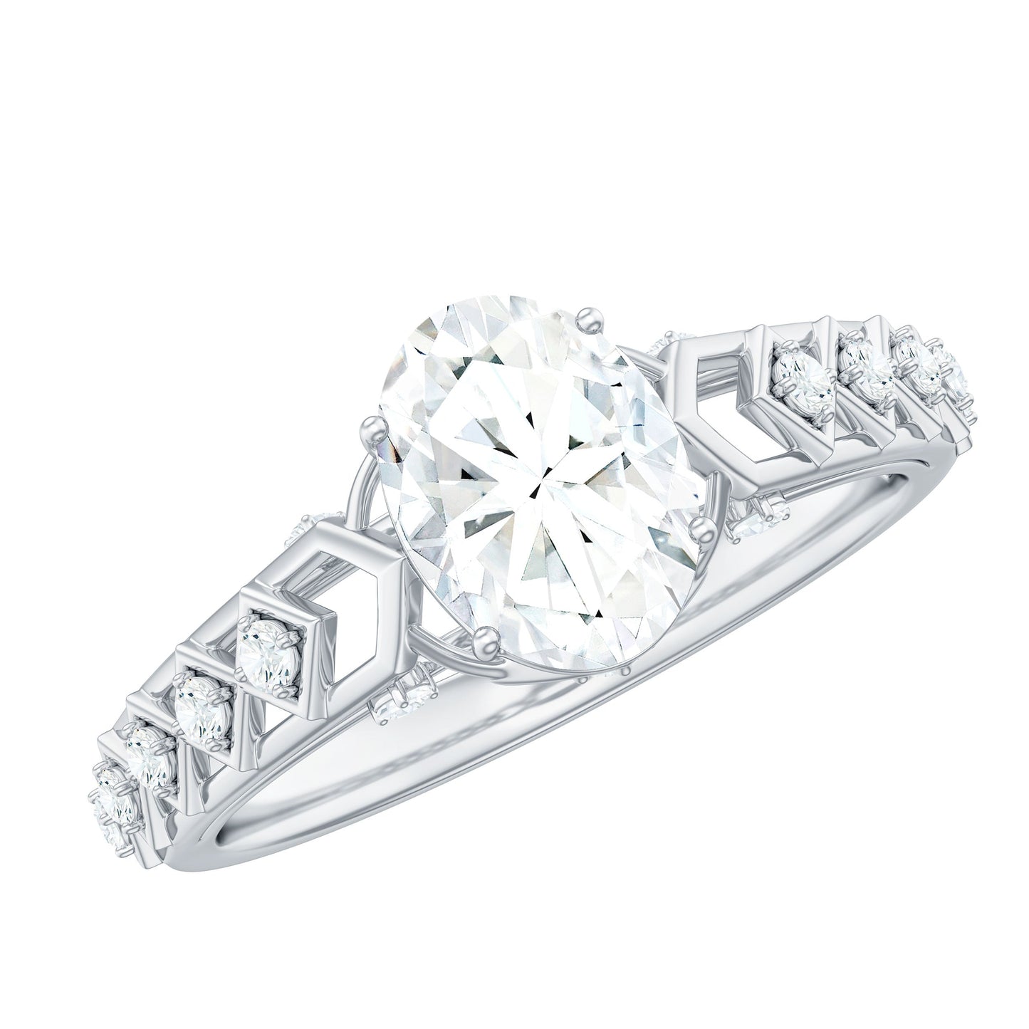 1.2 Carat Oval Cut Moissanite Solitaire Engagement Ring