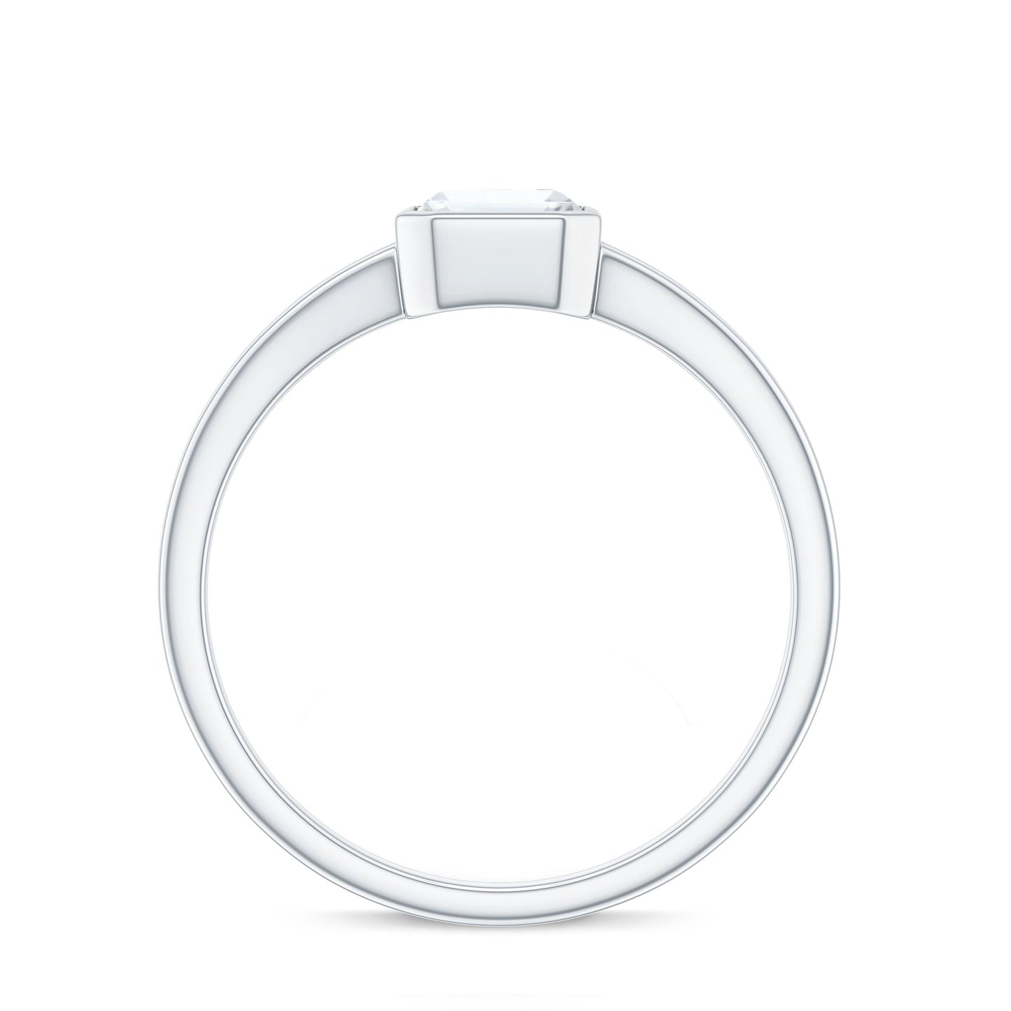 1.8 Carat Emerald Cut Moissanite Bezel Set Engagement Ring with Split Shank